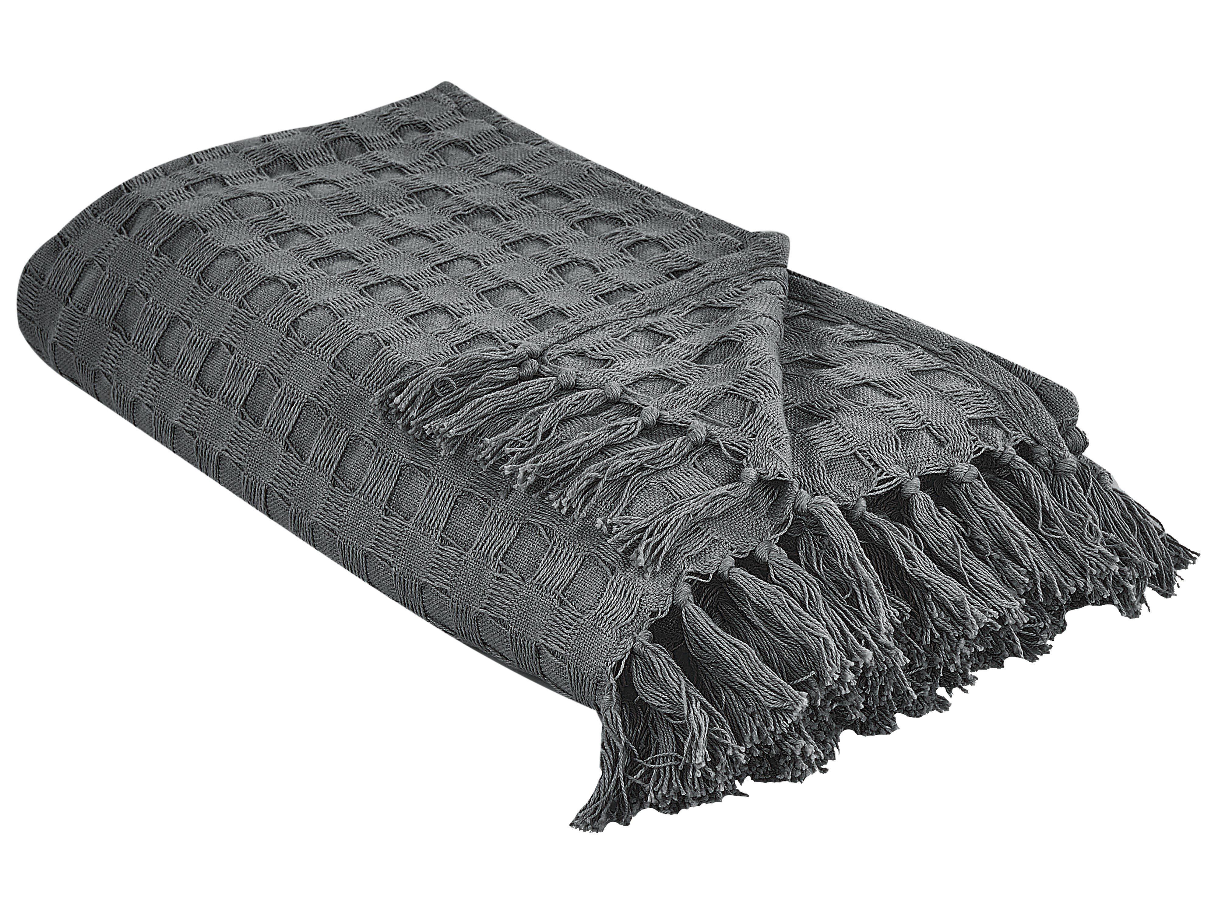 Bedspread BERE Cotton 200 x 220 cm Dark Grey