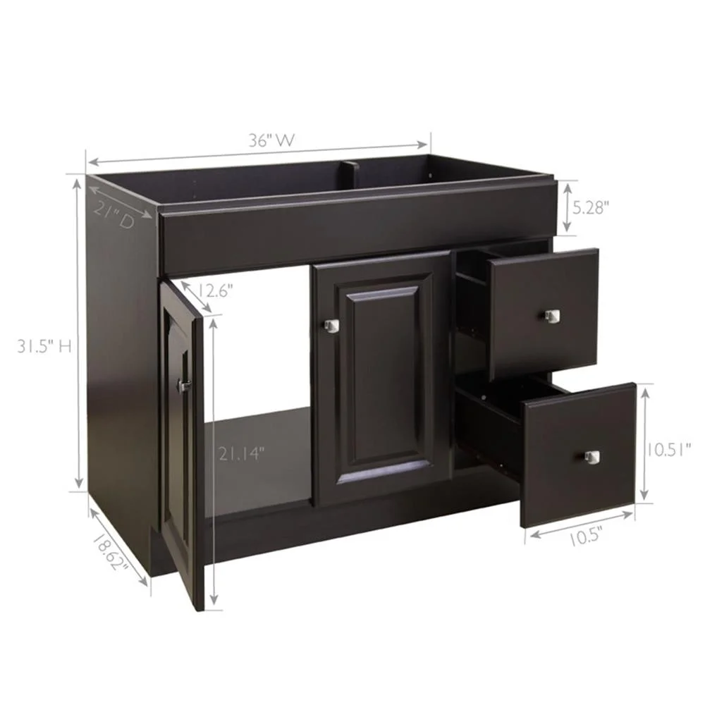 Design House Wyndham 36" Solid Wood Ready to Assemble 2-Door and 2-Drawer Bathroom Vanity Cabinet, White - Image 30