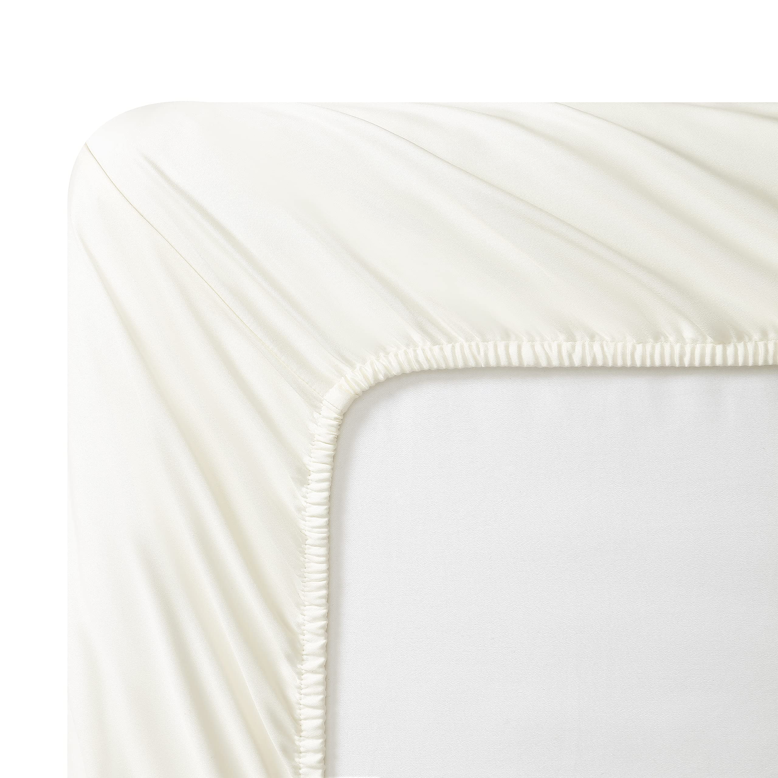 Vera Wang - 4 pieces, Queen Sheet Set, Luxury Sateen Cotton Bedding, 800 Thread Count, Soft & Smooth Home Decor (Ivory, Queen) - Image 3
