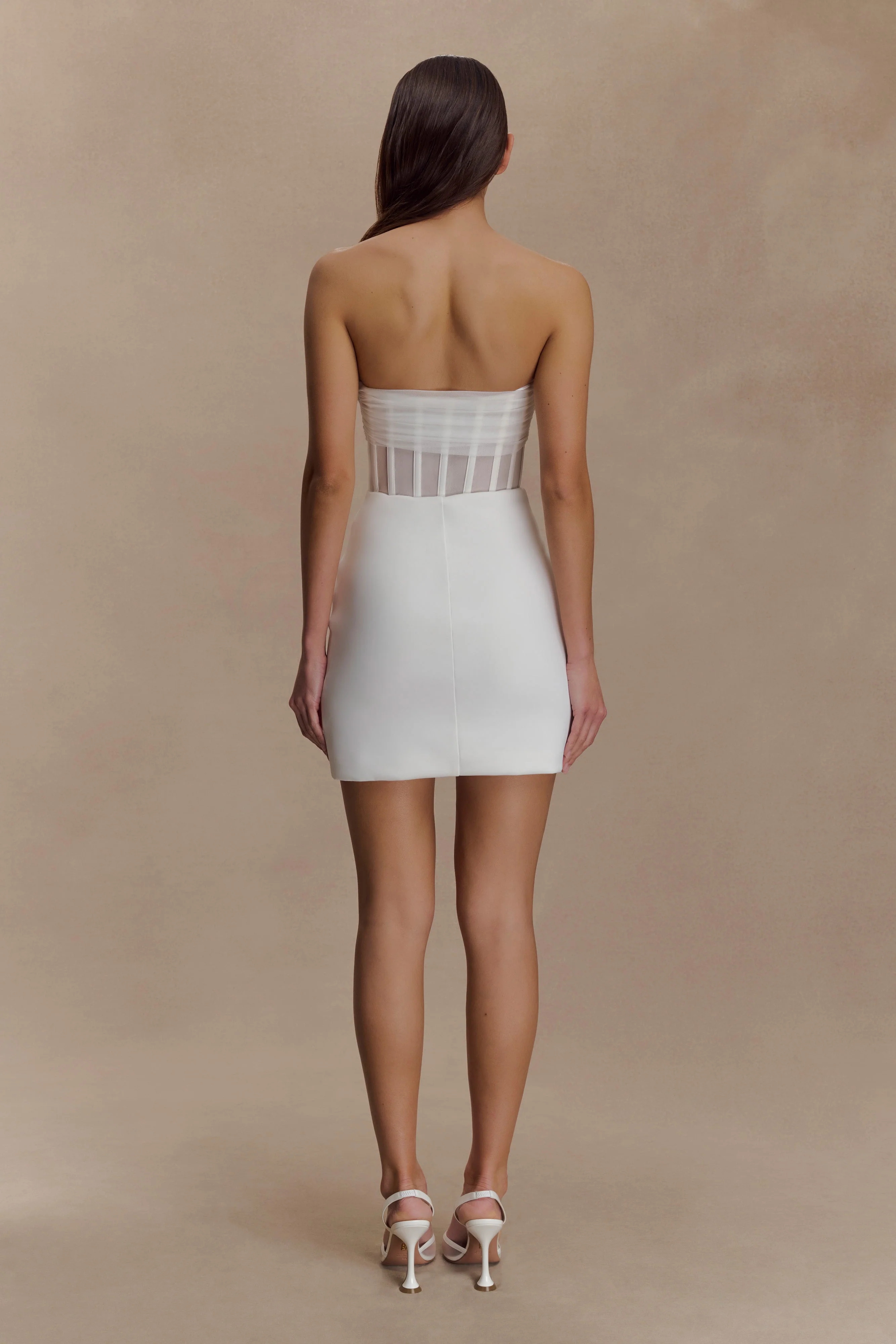 Palmer Mesh Corset Mini Dress - Ivory