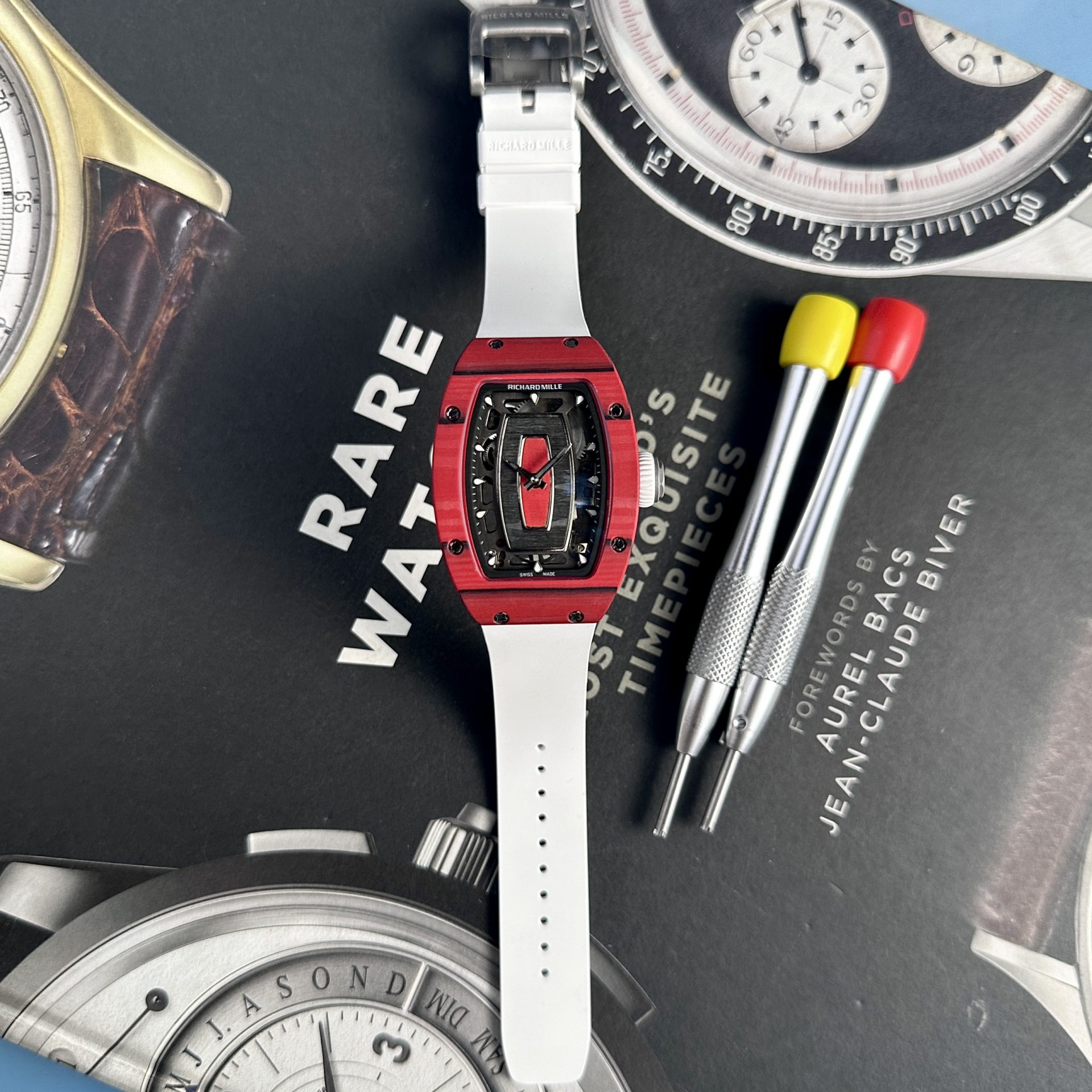 Richard Mille Best Replica Watch RM07-01 Red Carbon Rubber Strap 32x46mm - Elite Watch Atelier