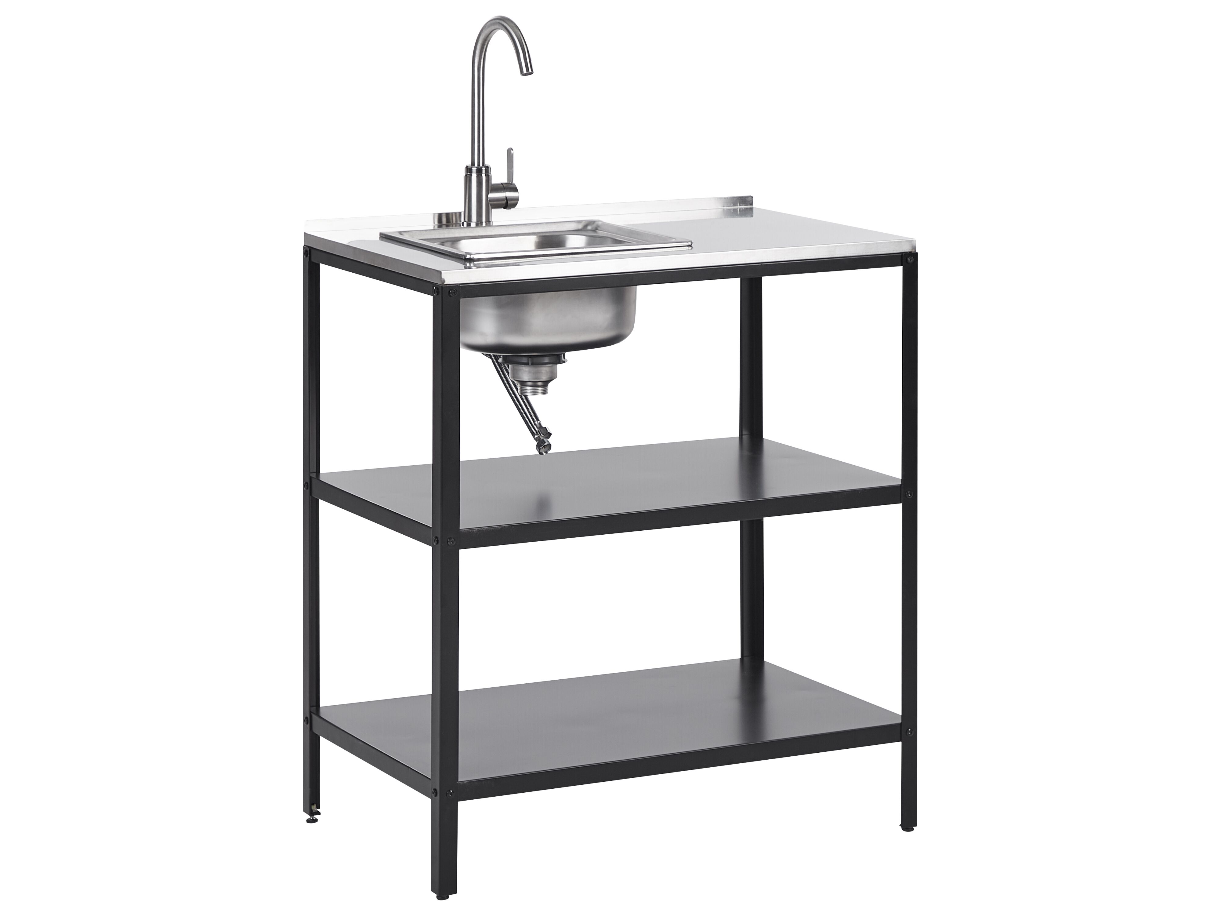 Outdoor Kitchen Island with Sink VILAMA Metal Black