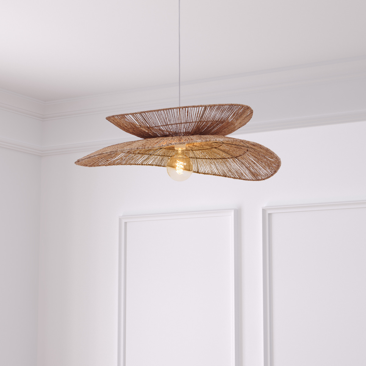 Pendant Light "Alara" Jute, Beige, D. 69.5 cm