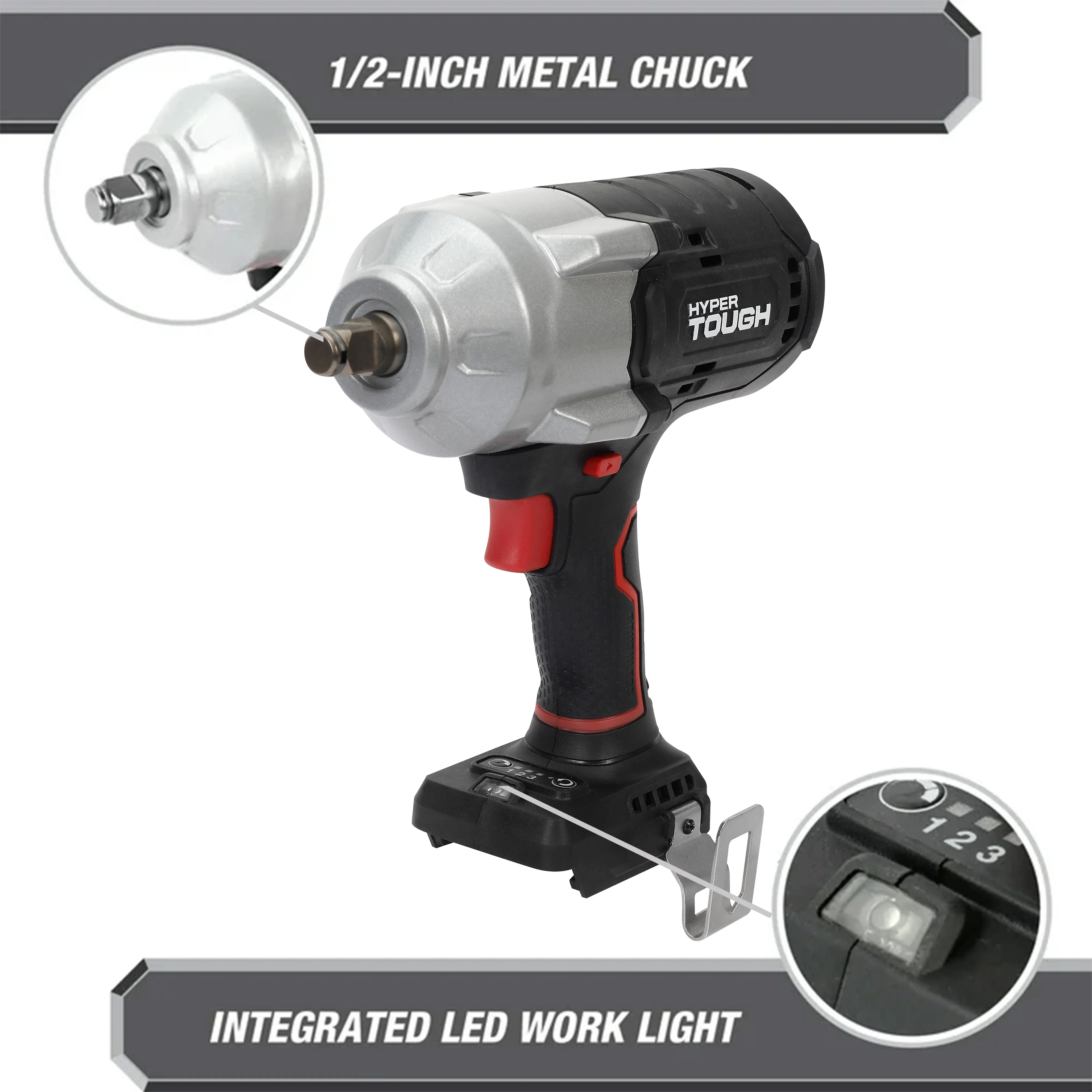 Hyper Tough 20V Max Brushless 1/2-inch High-Torque Cordless Impact Wrench with 4.0Ah Lithium-Ion Battery and Charger - Image 23