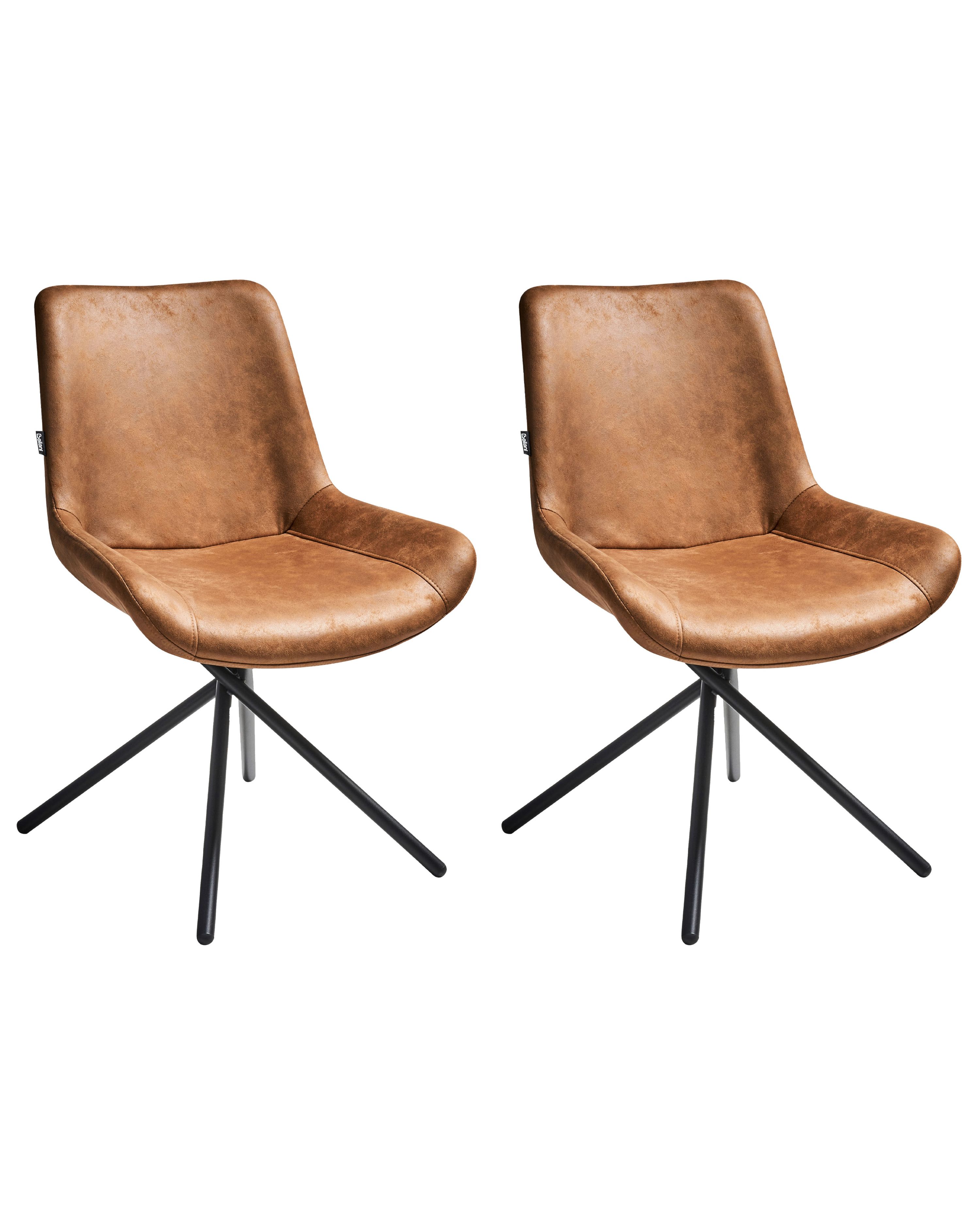 Set of 2 Dining Chairs HAILEY Faux Suede Golden Brown