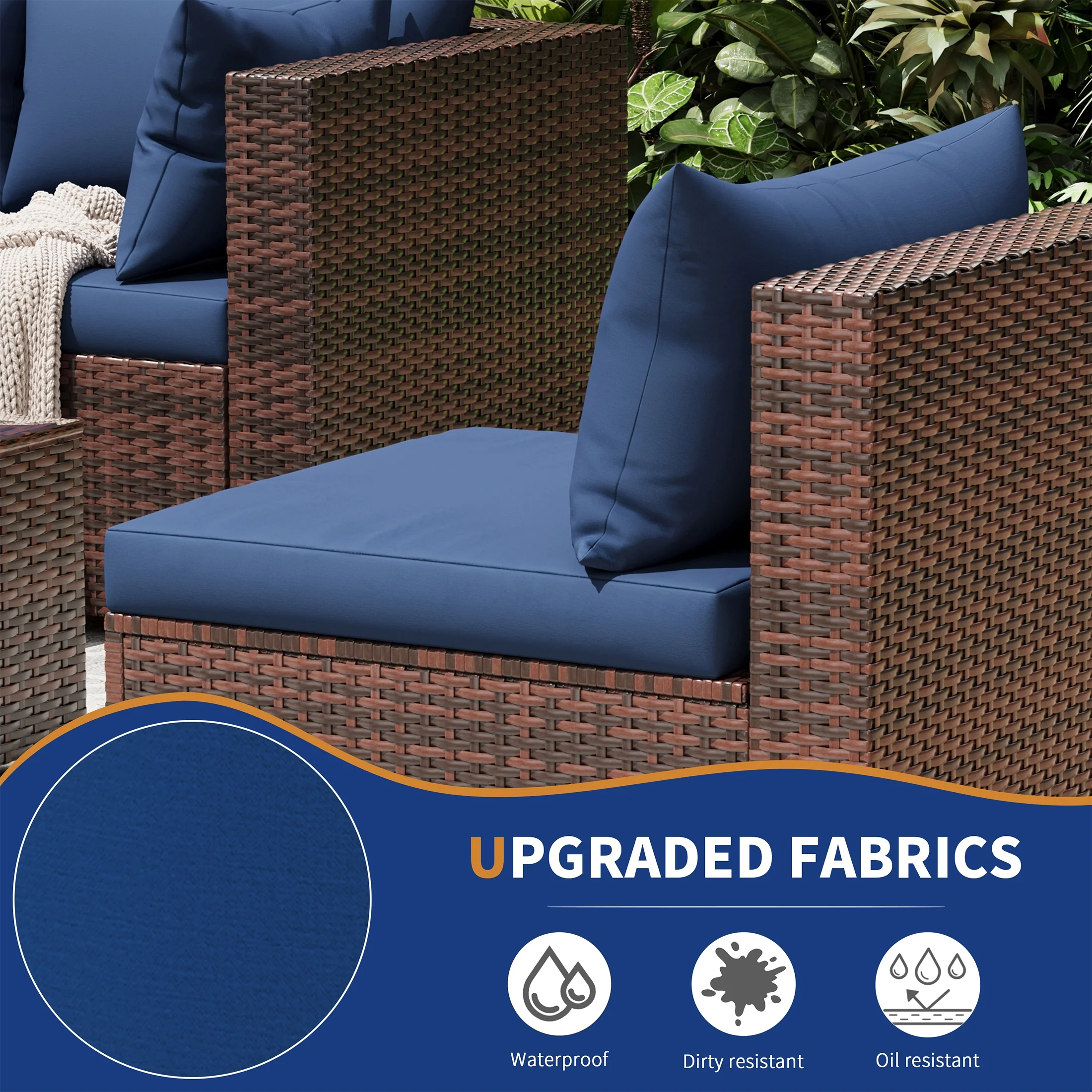 UDPATIO Patio Furniture Sets, Modular Rattan Outdoor Patio Sectional Furniture Sofa Set, Wicker Patio Conversation Set for Backyard,5PCS