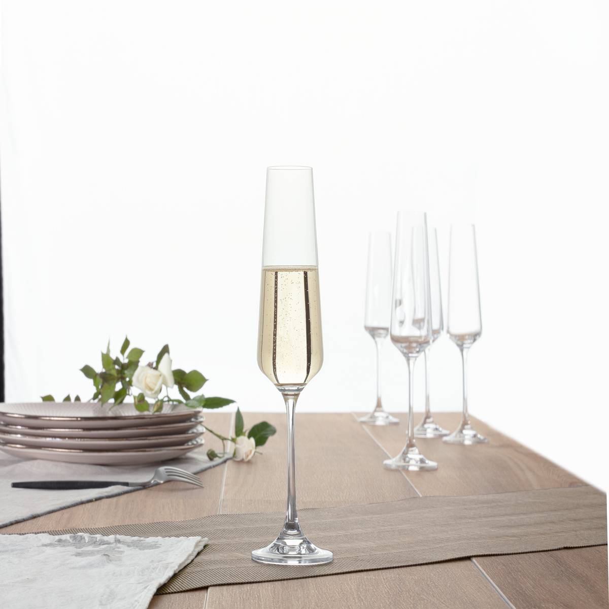 Set of 6 champagne flutes "Selenga" 160 ml, Transparent