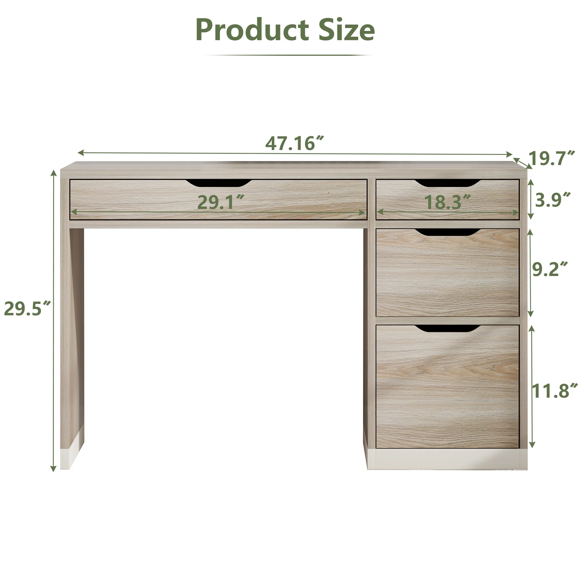 DreamCurship White Desk with Drawers, Modern Computer Desk with File Drawers, Home Office Study Writing Desk with Storage, White - Image 13