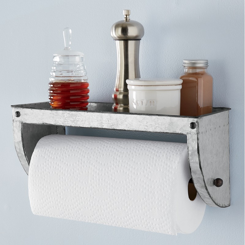 Galvanized Paper Towel Wall Shelf - MIDNIGHT VELVET CATALOG