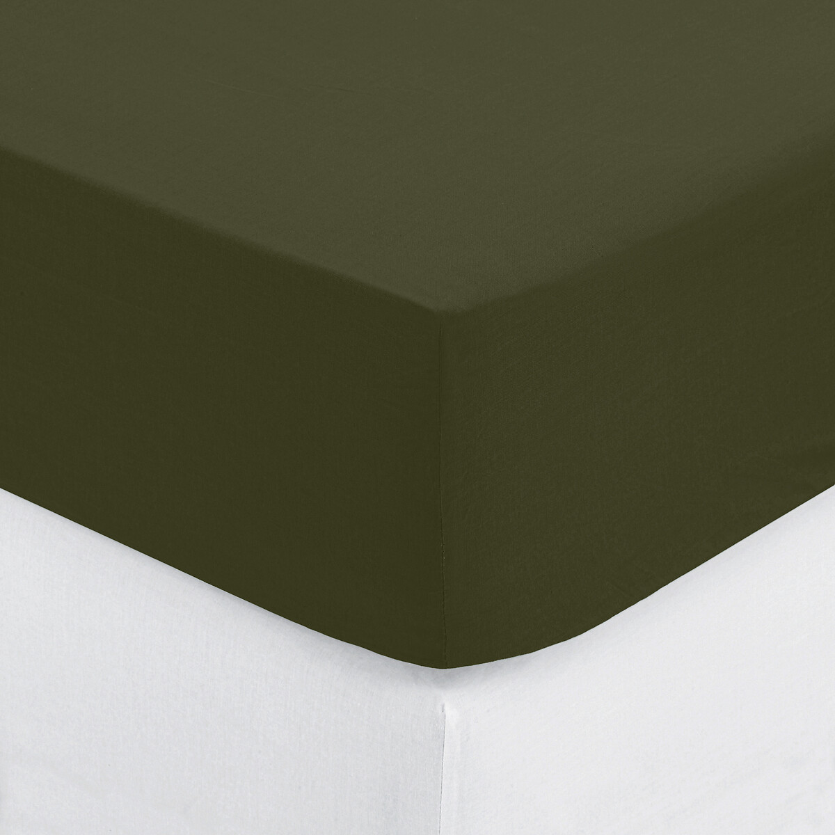Fitted Sheet, cotton Khaki green, 140x190 cm