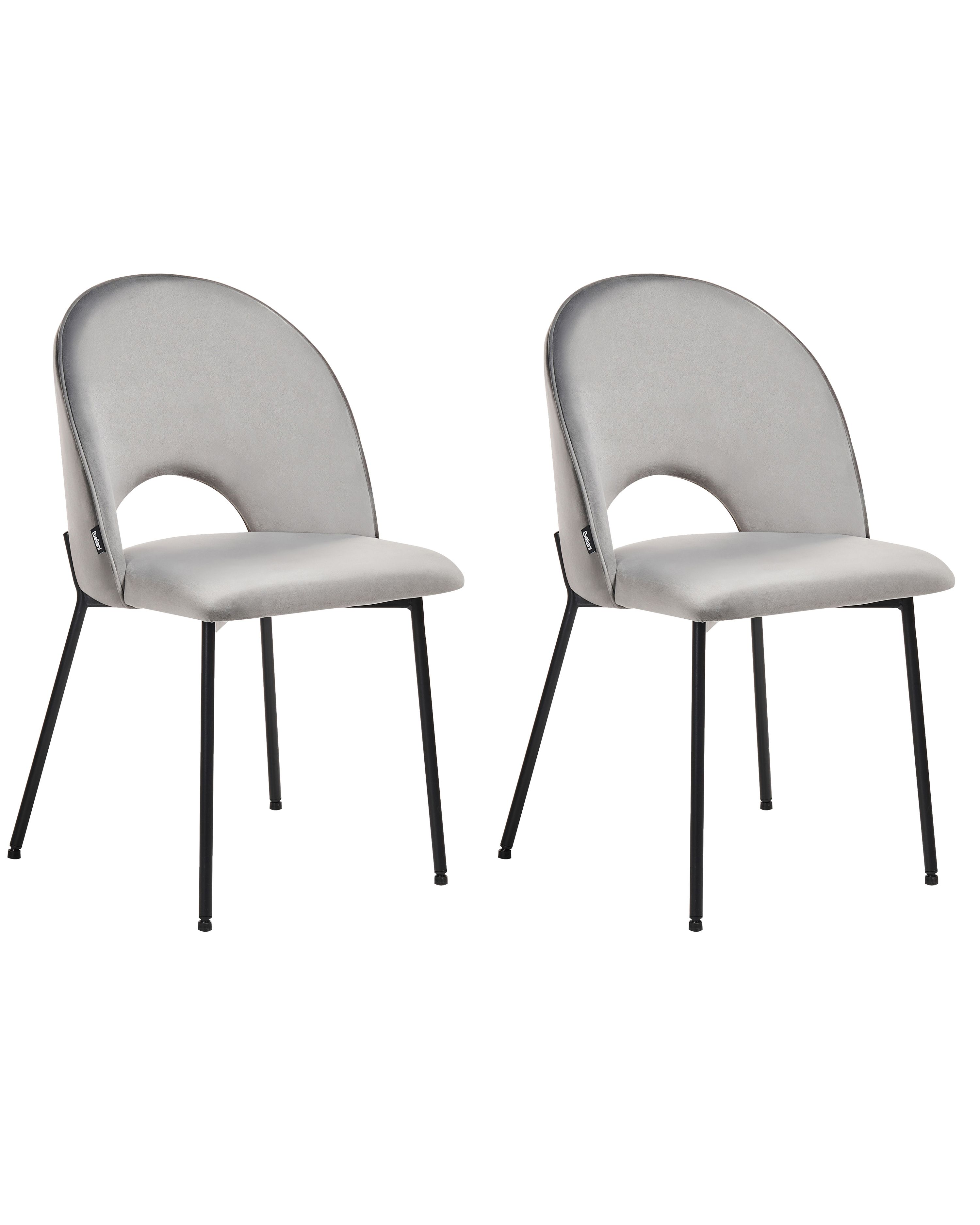 Set of 2 Dining Chairs COVELO Velvet Grey