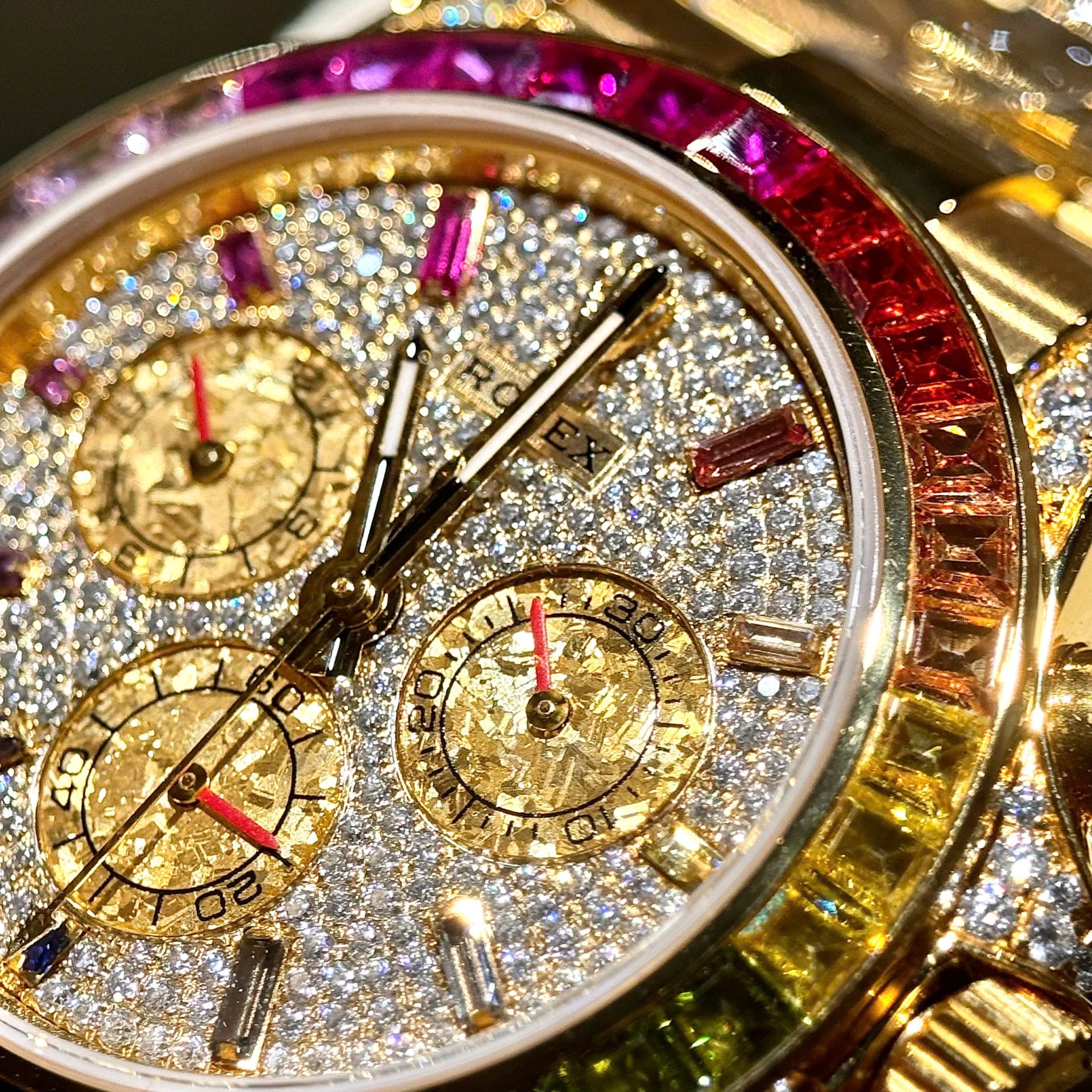 Rolex Daytona 116598RBOW Refined Moissanite   Synthentic Gemstone 18K Gold Wrapped 40mm - Top club