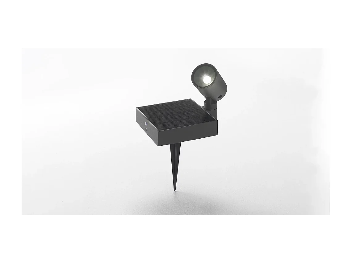 Projecteur solaire de sol LED 1,3 W avec batterie et panneau photovoltaïque, IP65, gris foncé