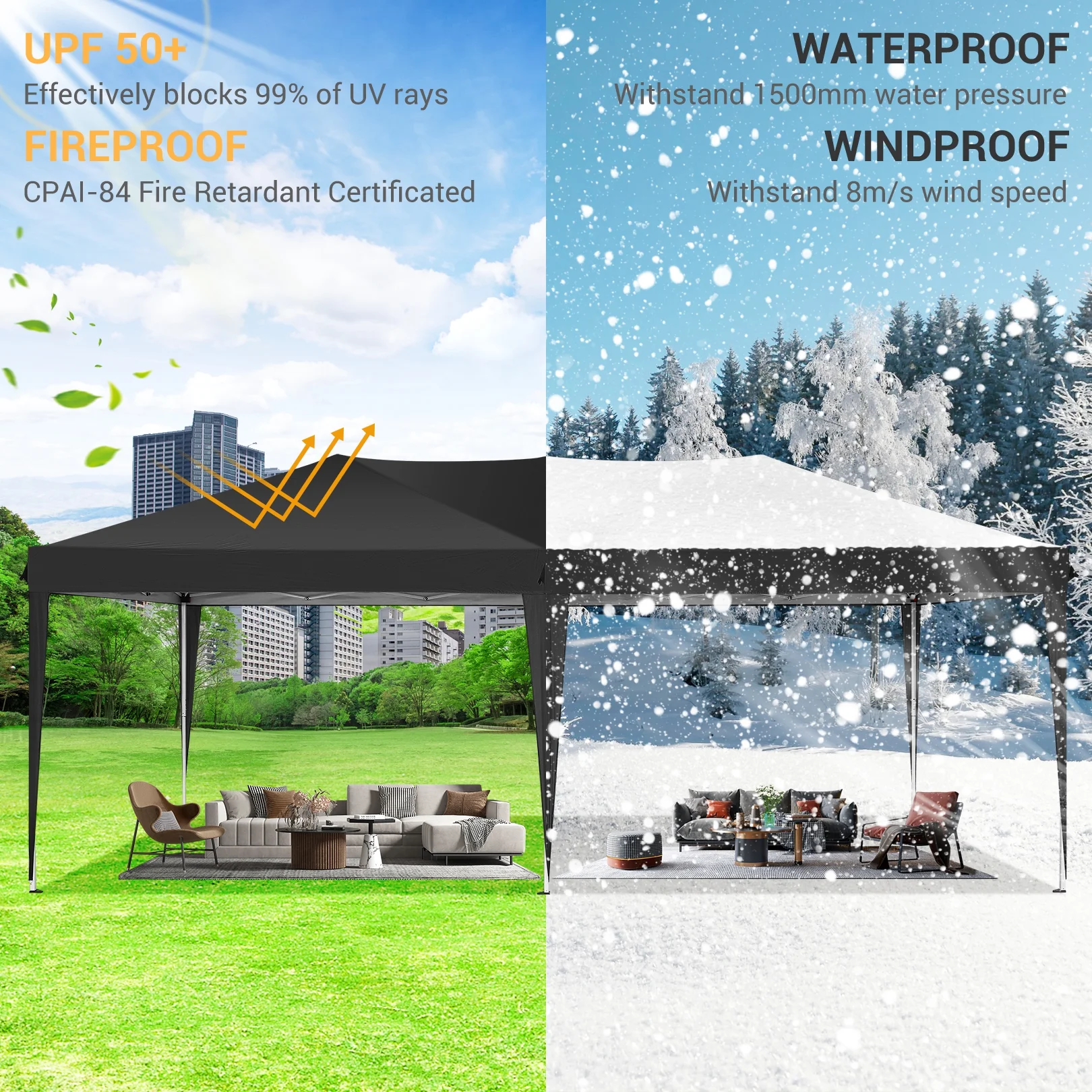 SANOPY 10'x10' EZ Pop Up Canopy Tent Outdoor Party Instant Shelter Portable Folding Beach Canopy with 4 Sandbag & Carrying Bag, Black - Image 54
