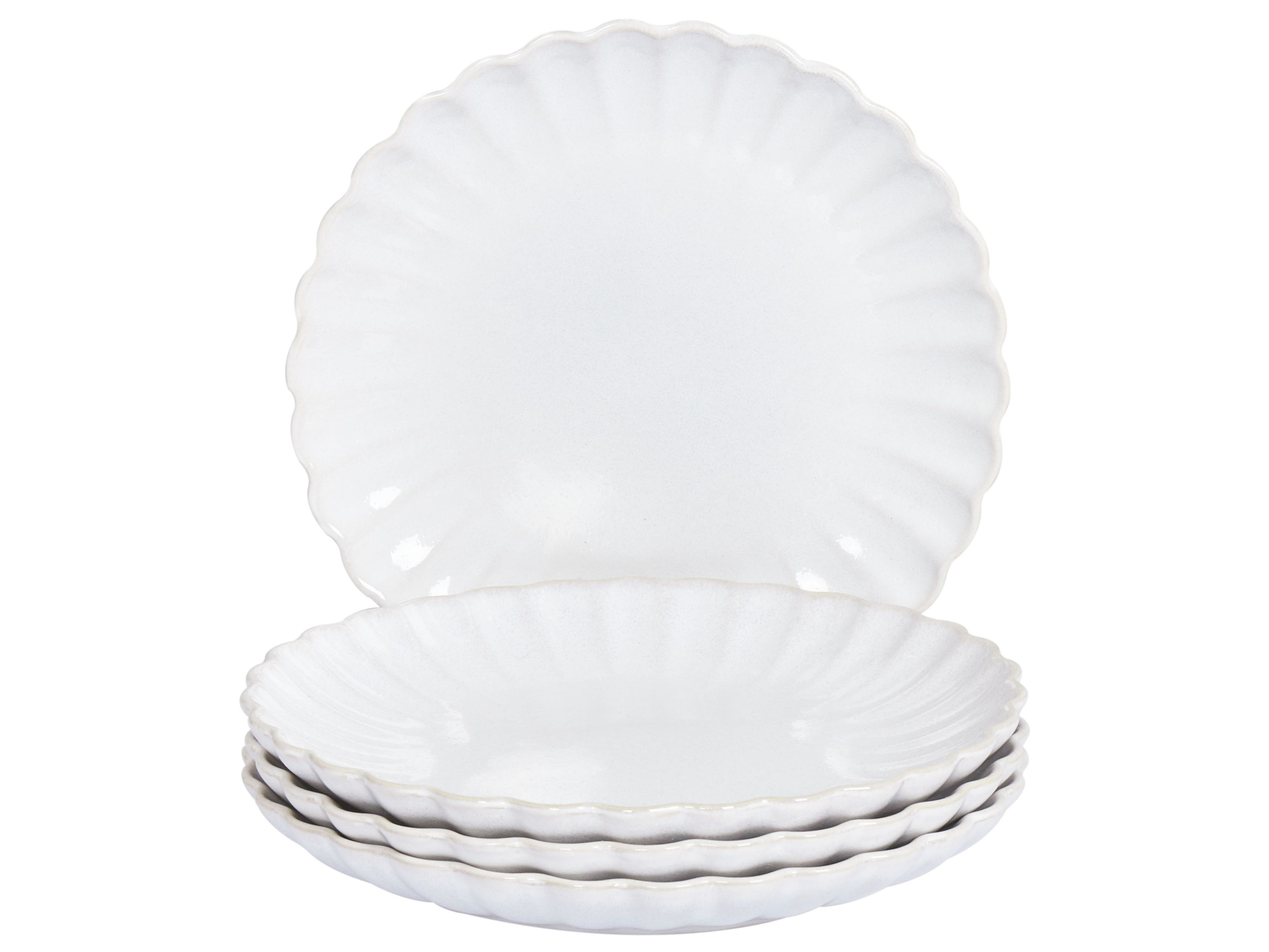 Set of 4 Side Plates NETTLE Stoneware White