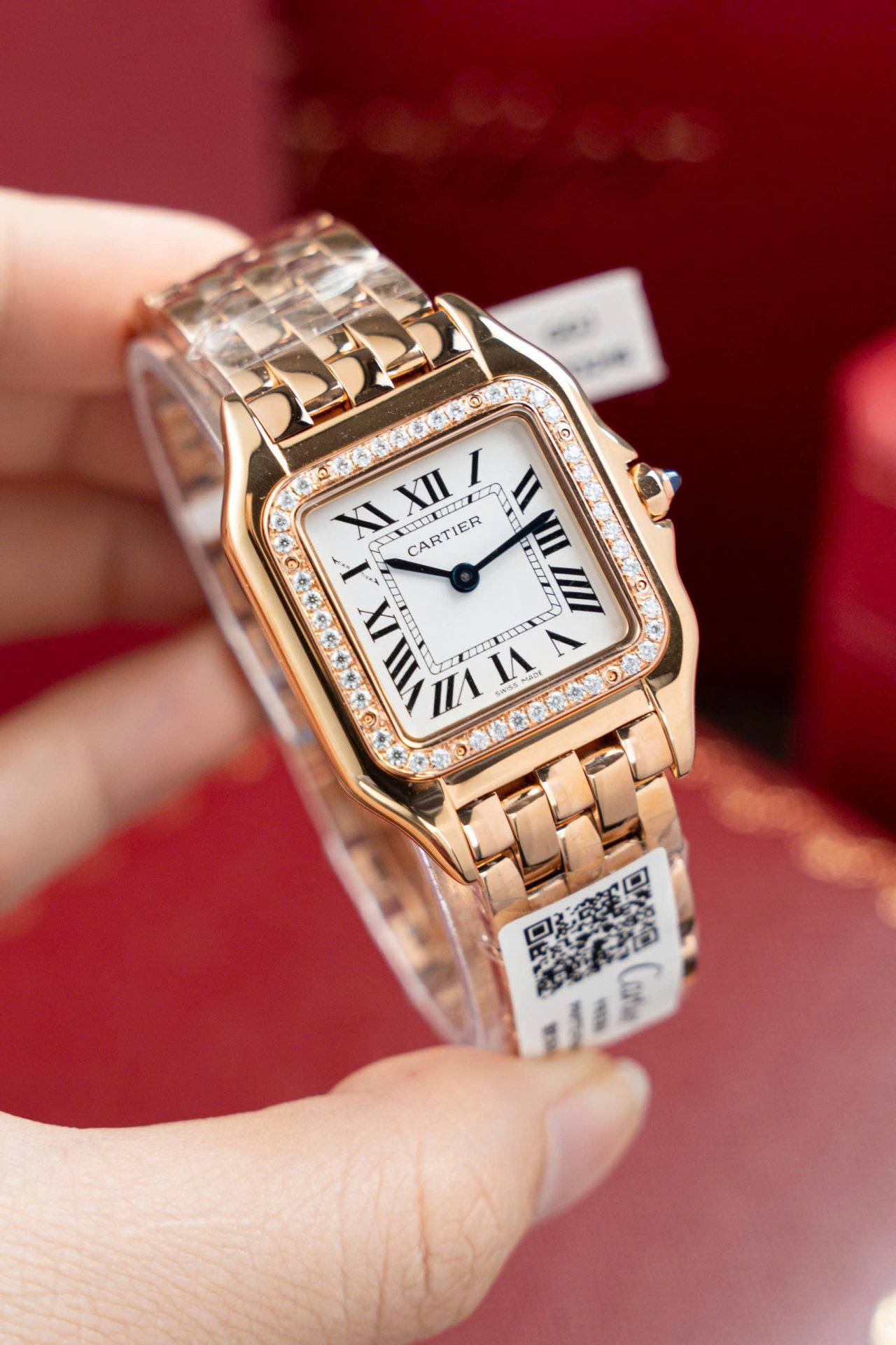 Cartier Panthere WJPN0009 Rose Gold Replica Watches Bezel Diamonds Moissanite 27x37mm - Top club