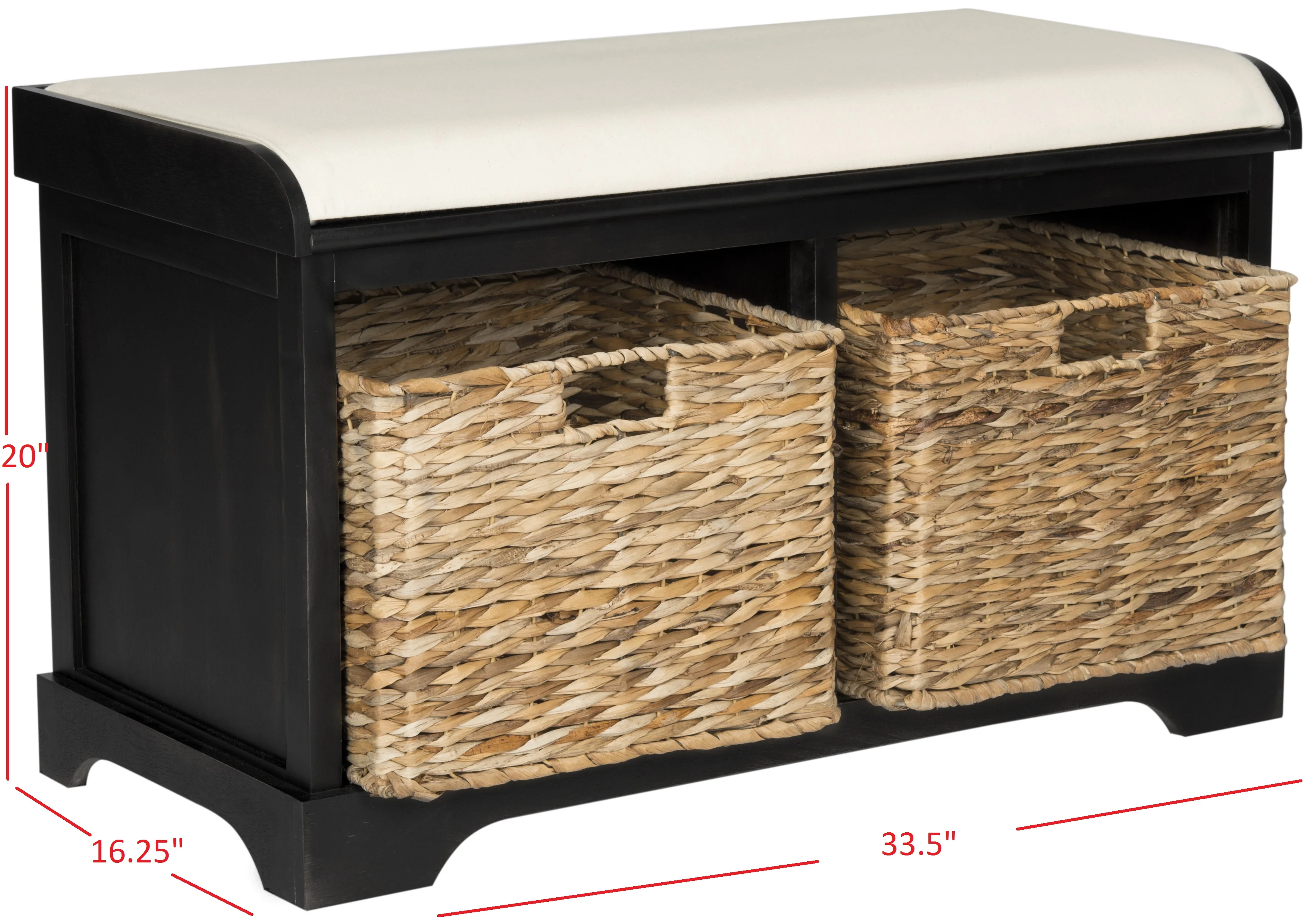 SAFAVIEH Freddy Contemporary Wicker Storage Bench with Cushion, Vintage Grey - Image 17
