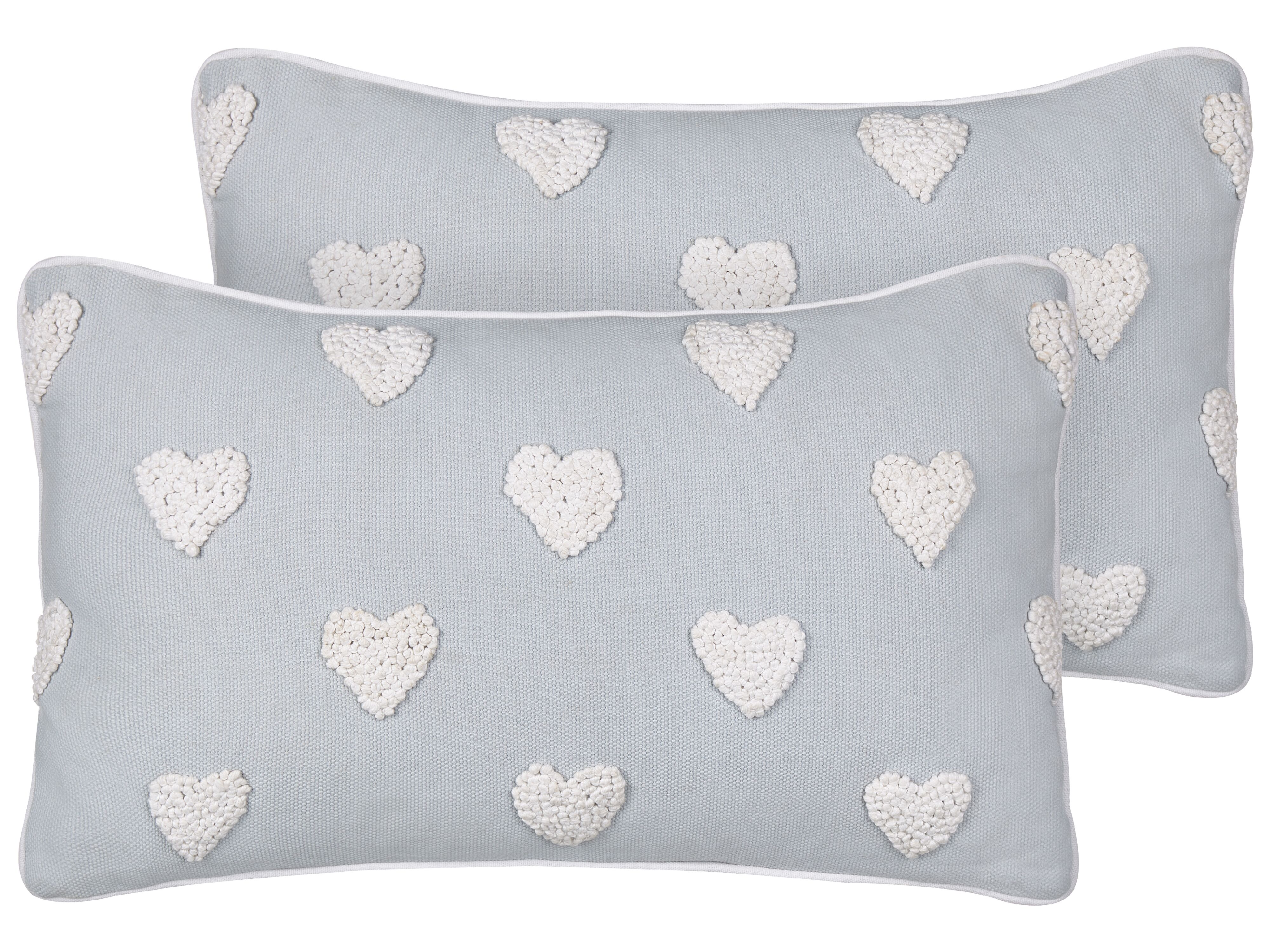 Set of 2 Decorative Cushions GAZANIA Cotton 30 x 50 cm Light Grey