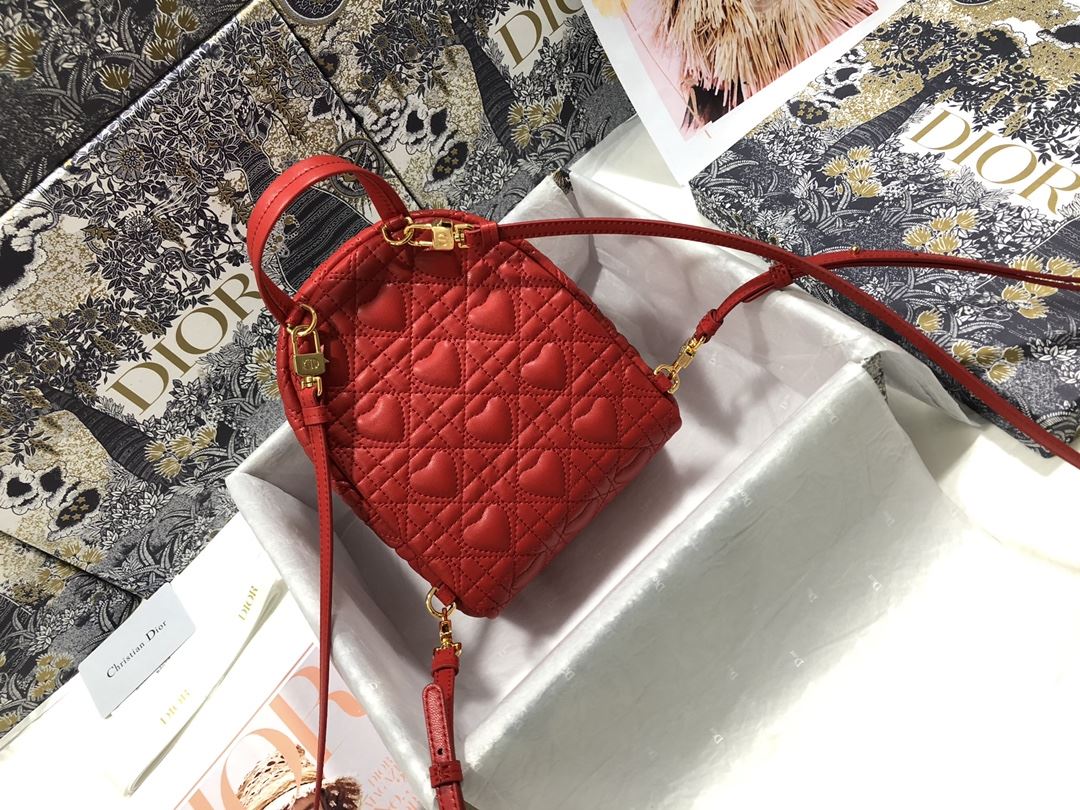 Mini Dior Backpack Heart White/Red Black For Women‎ 8 in/ 21 cm CD1:1High-quality replica