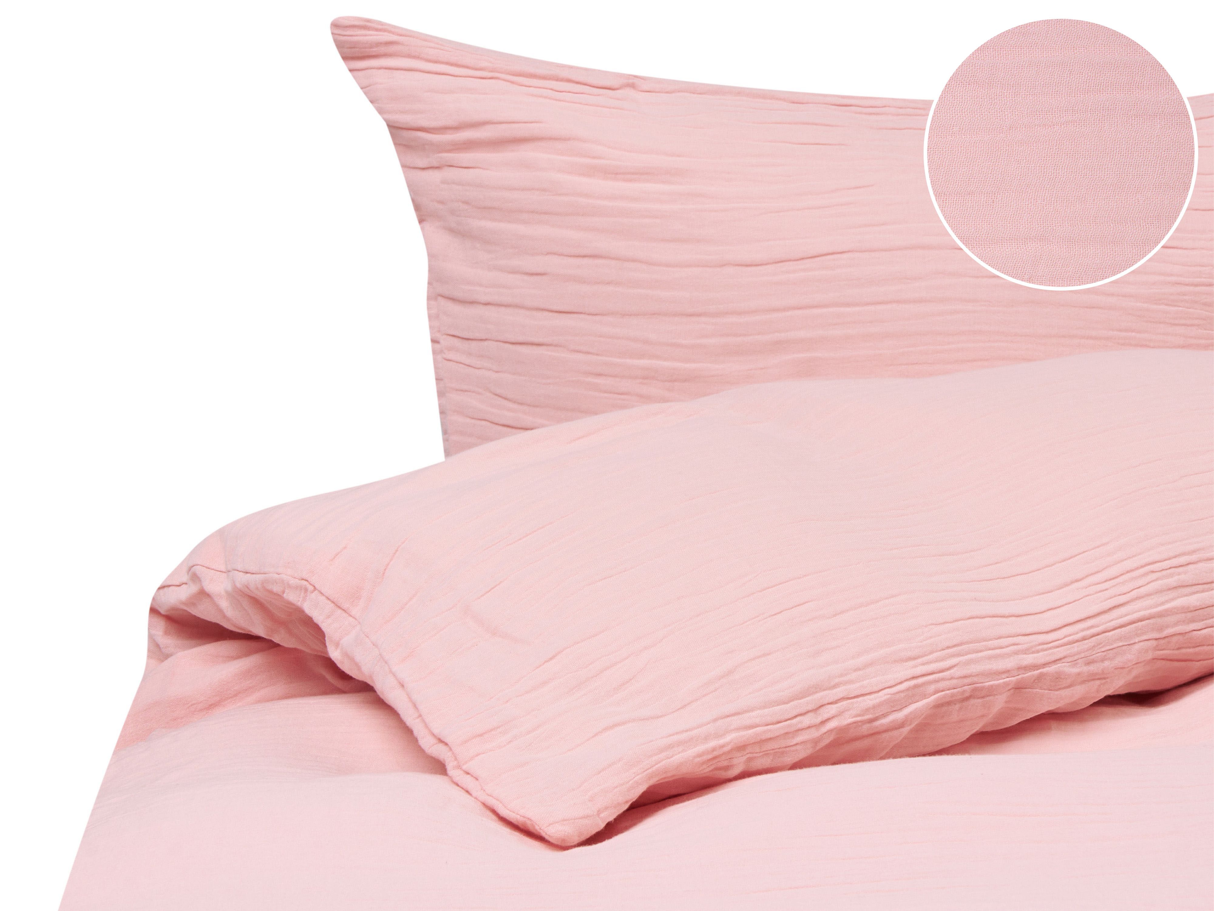 Duvet Cover Set SUMNER Muslin 220 x 240 cm Pastel Pink