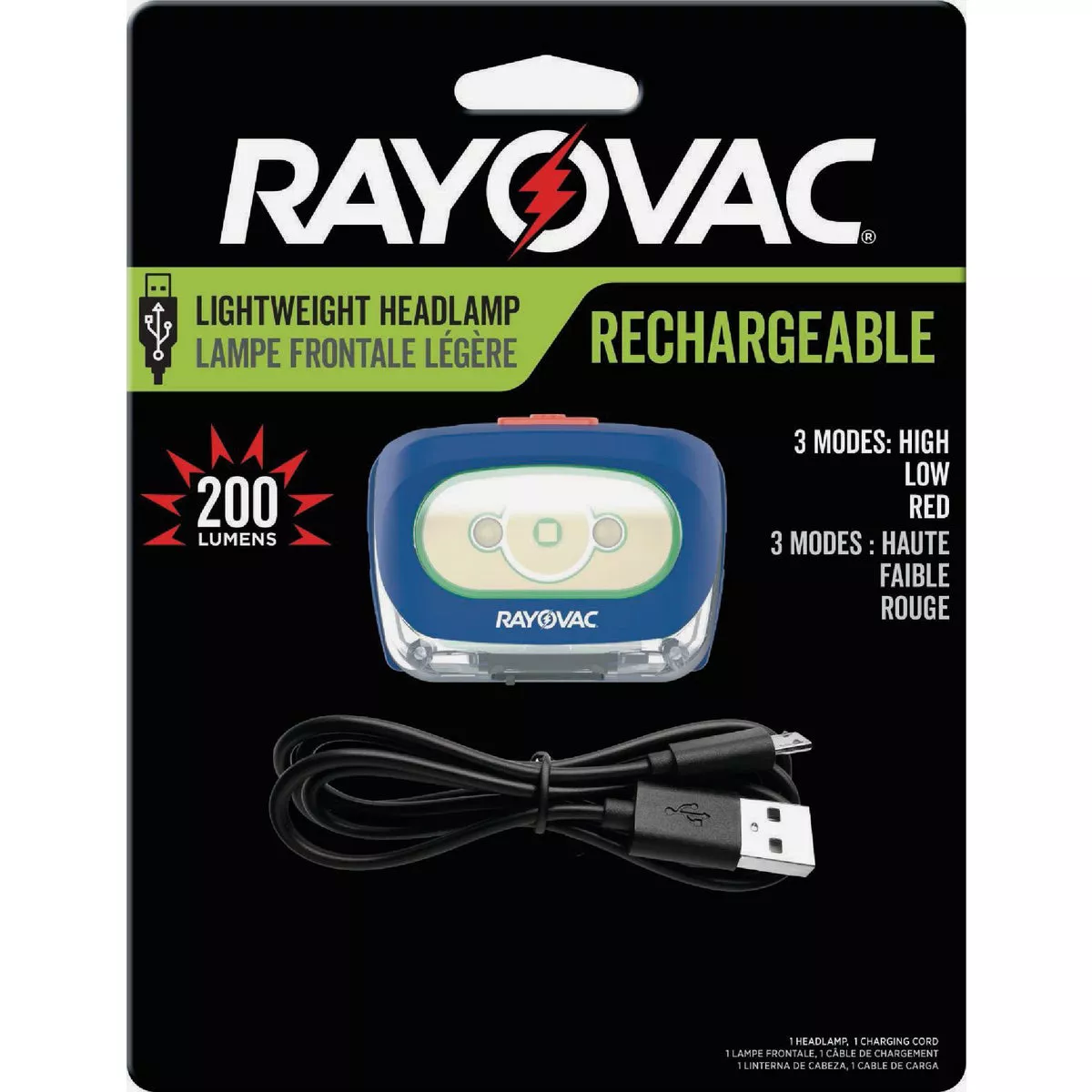 Rayovac 200 Lm. LED Rechargeable Headlamp