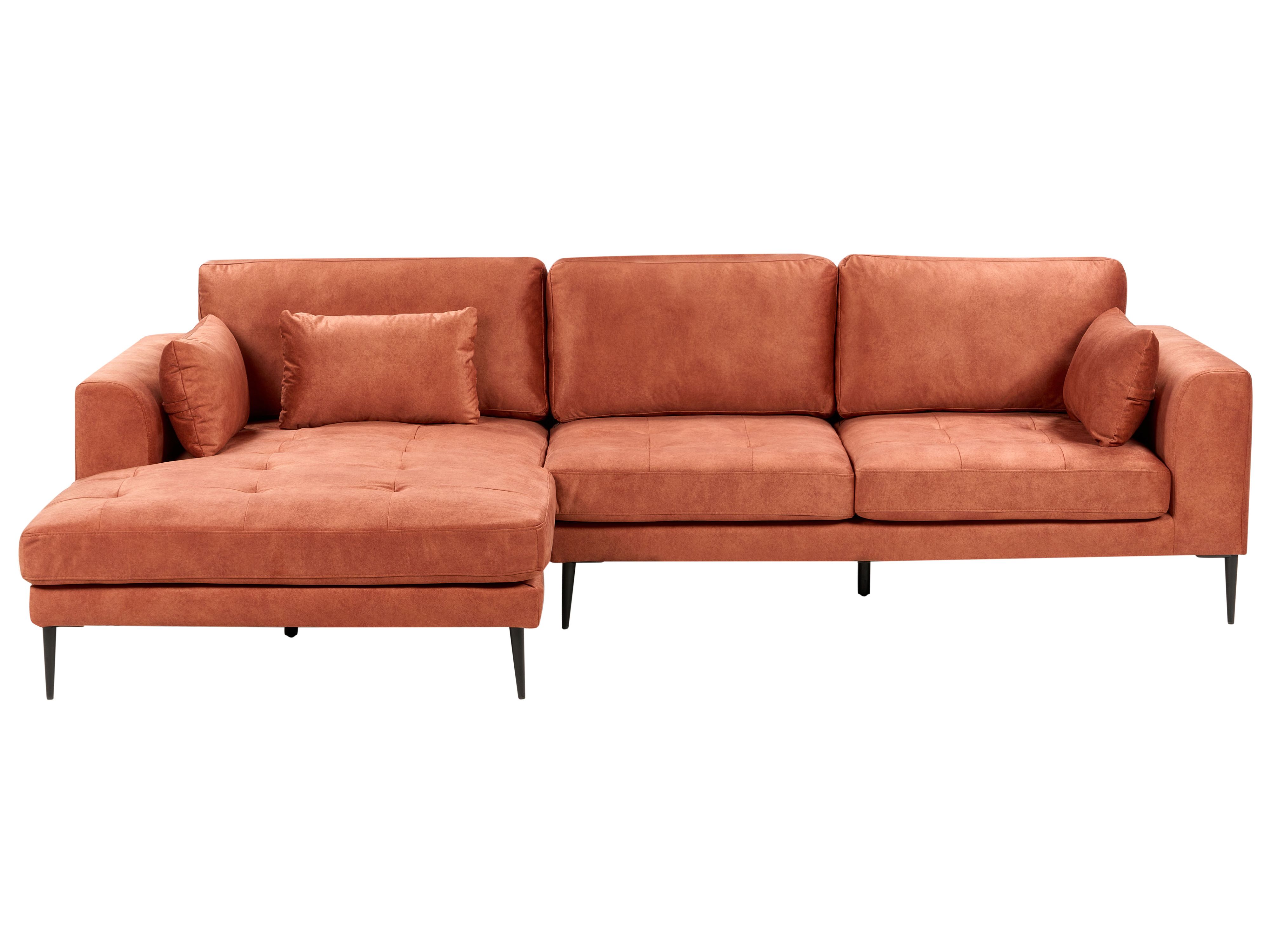 Corner Sofa 3 Seater FLAM Velvet Orange Right Hand