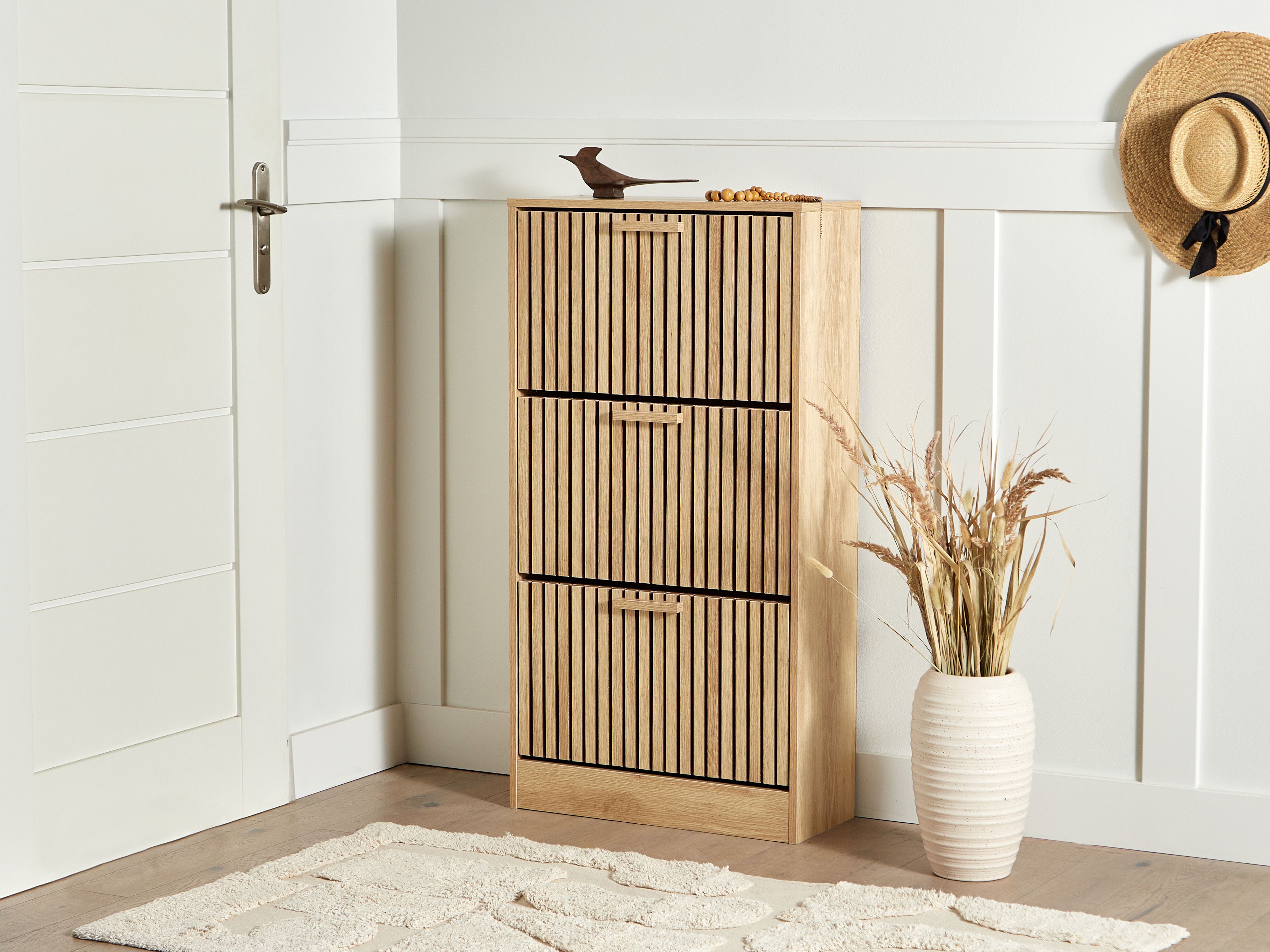 Shoe Storage Cabinet LYNWOOD Light Brown