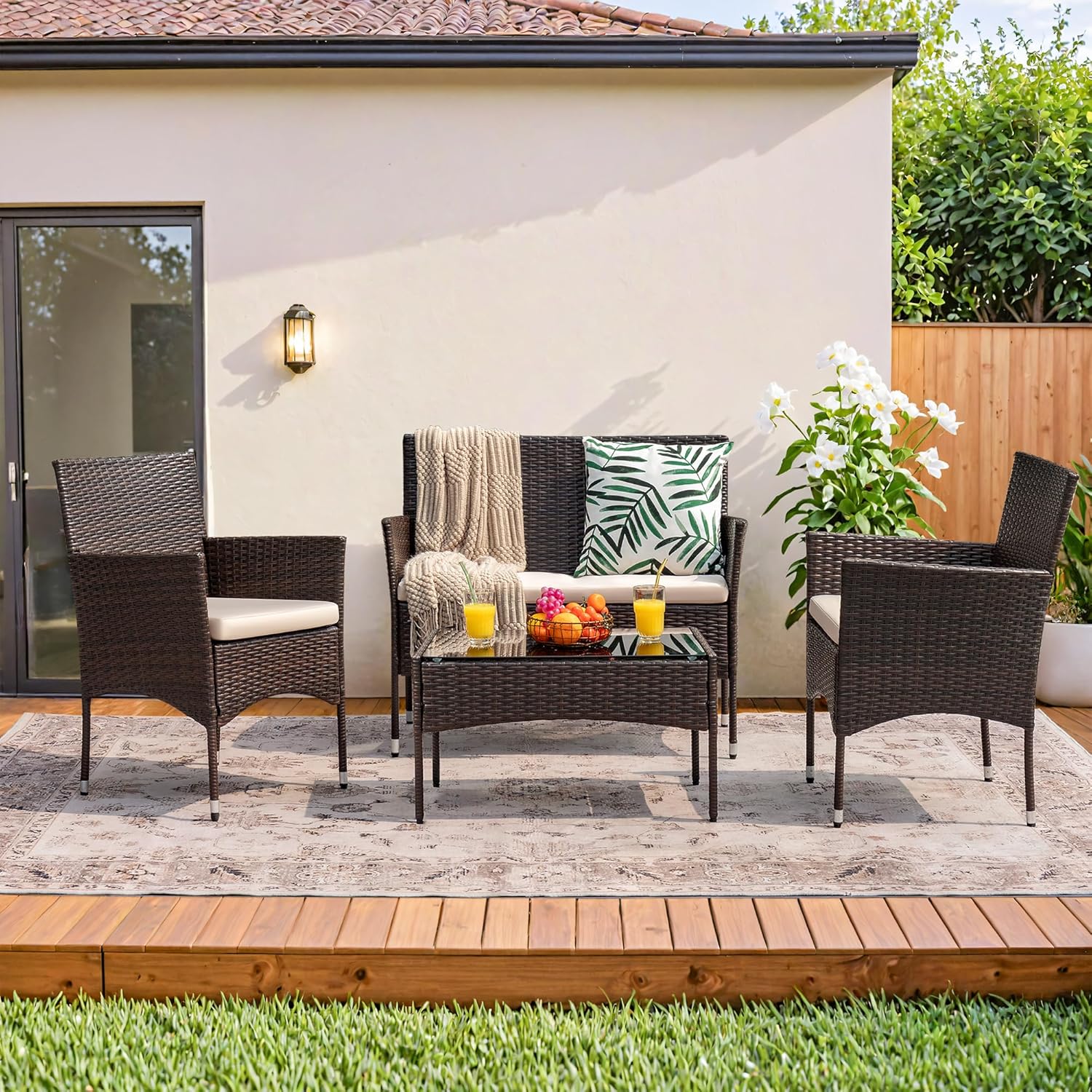 4-Piece Patio Rattan Wicker Furniture Set - T-LCRF834M18 - Image 25 4-Piece Patio Rattan Wicker Furniture Set - T-LCRF834M18 - Image 25