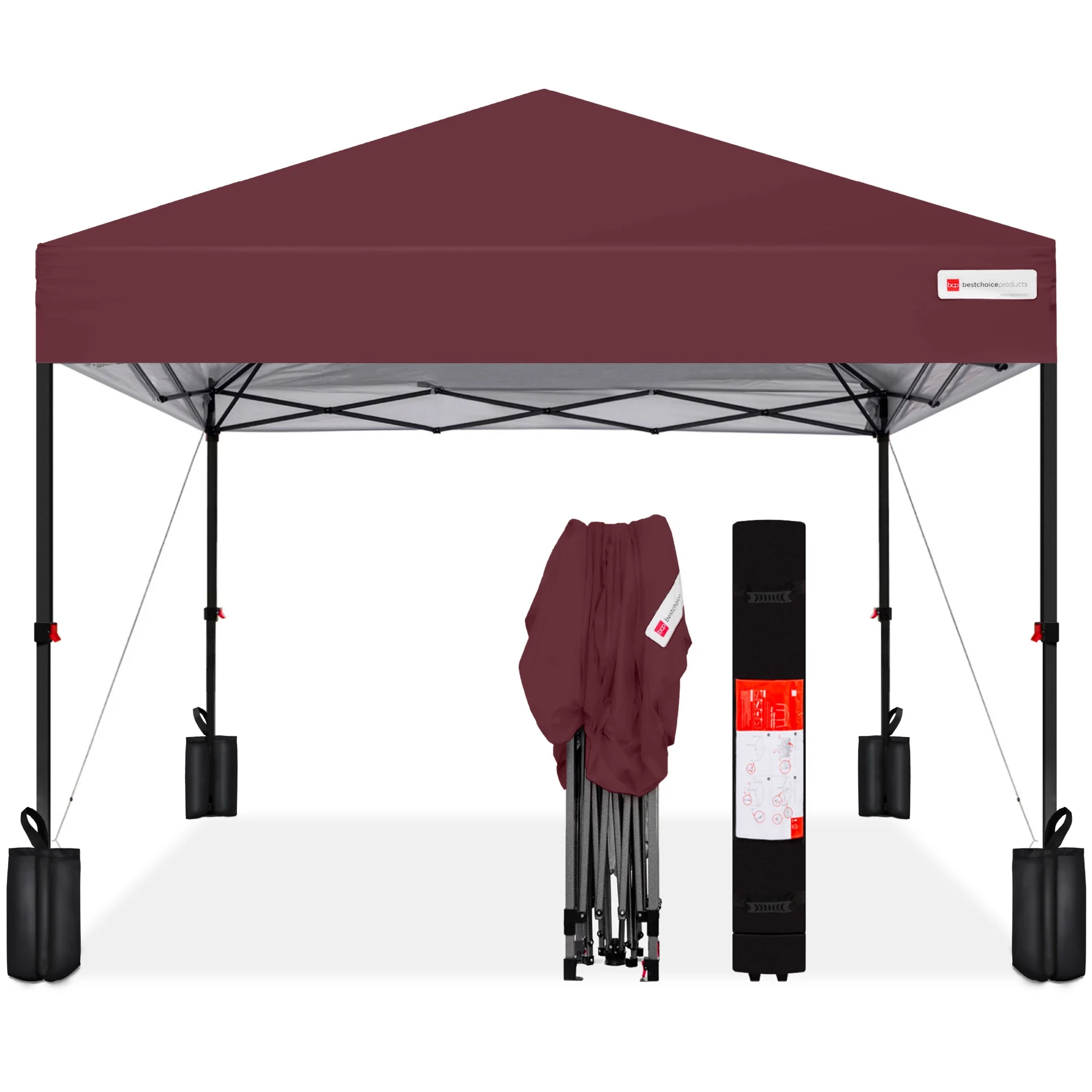 Best Choice Products 10x10ft Easy Setup Pop Up Canopy w/ 1-Button Setup, Wheeled Case, 4 Weight Bags - White - Image 56