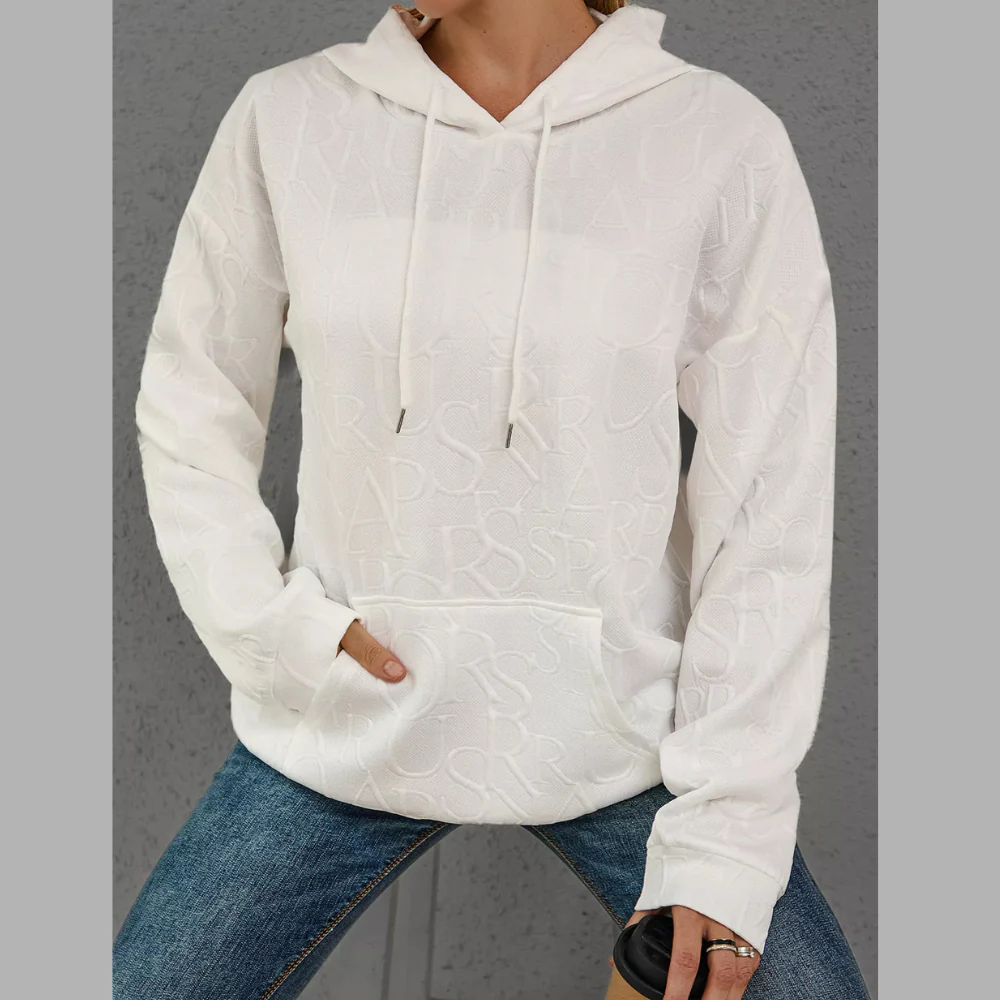 Casual Full Size Embossed Lettering Hoodie Plus Size - ZKZOOK