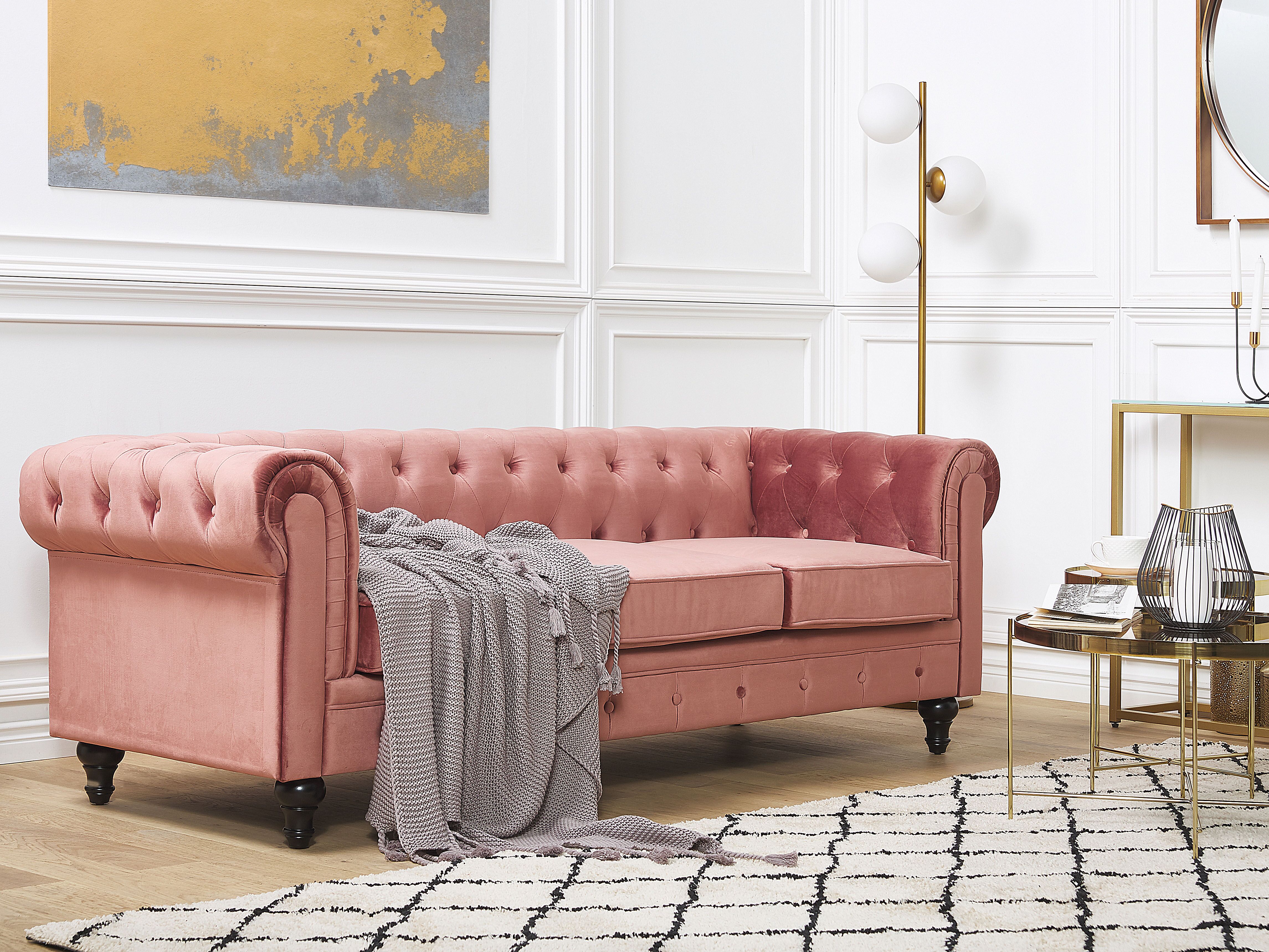 Sofa 3 Seater CHESTERFIELD Velvet Pink