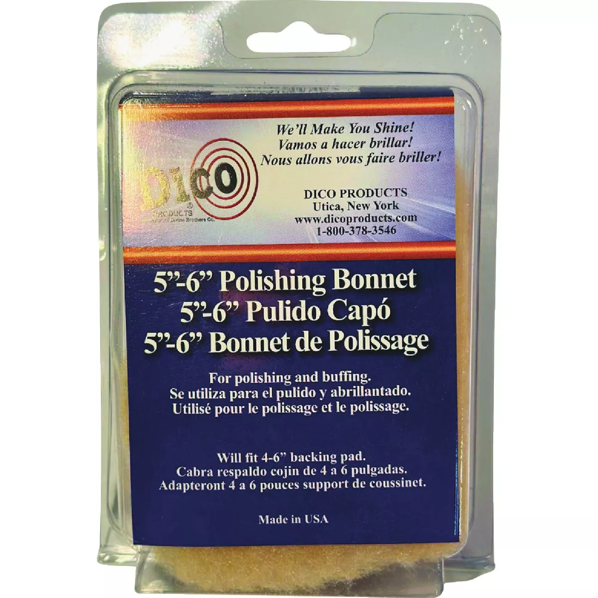 Dico 5 In. to 6 In. Synthetic Tie-On Polishing Bonnet