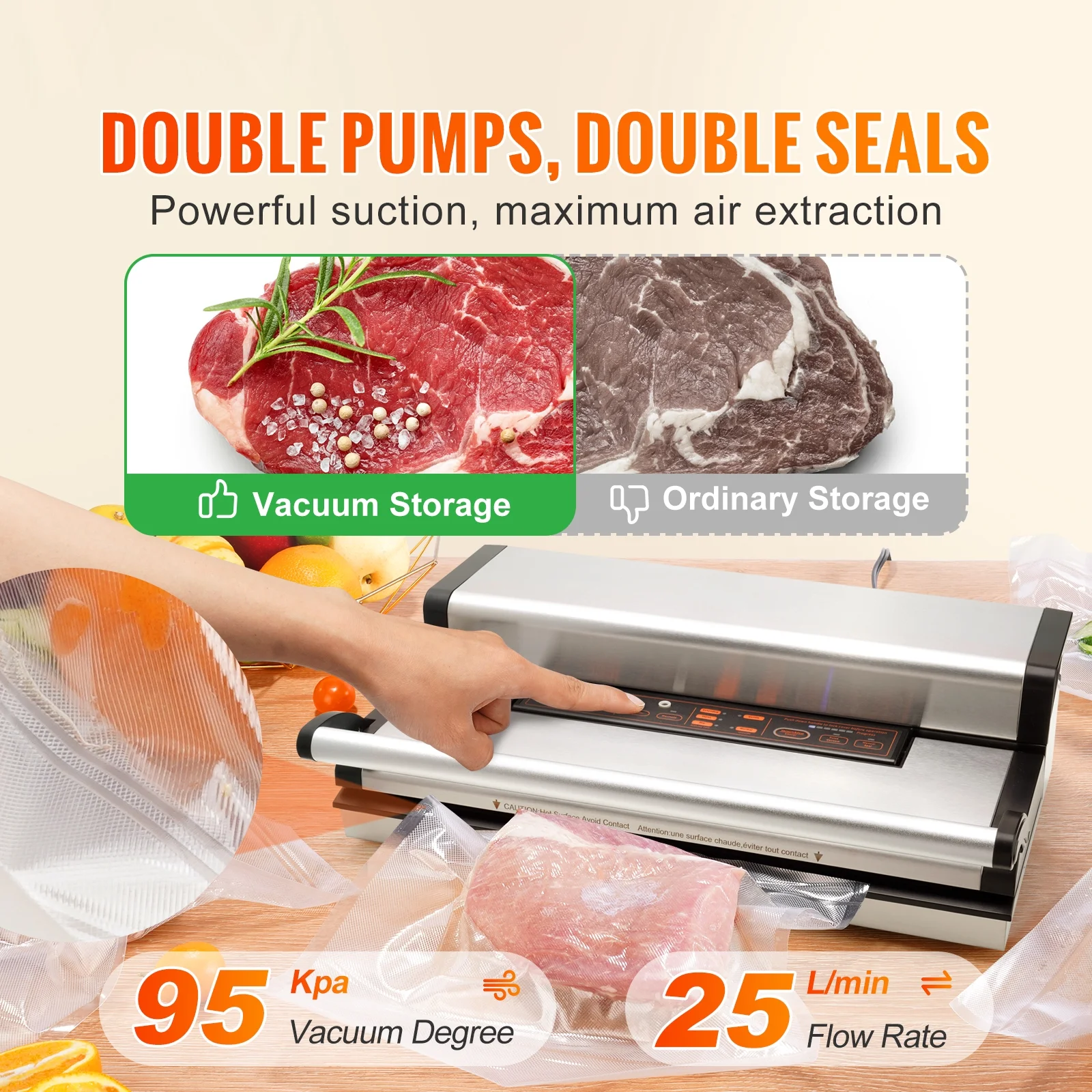 BENTISM Vacuum Sealer Machine Food Preservation Storage Saver 95Kpa w/ Seal Bag