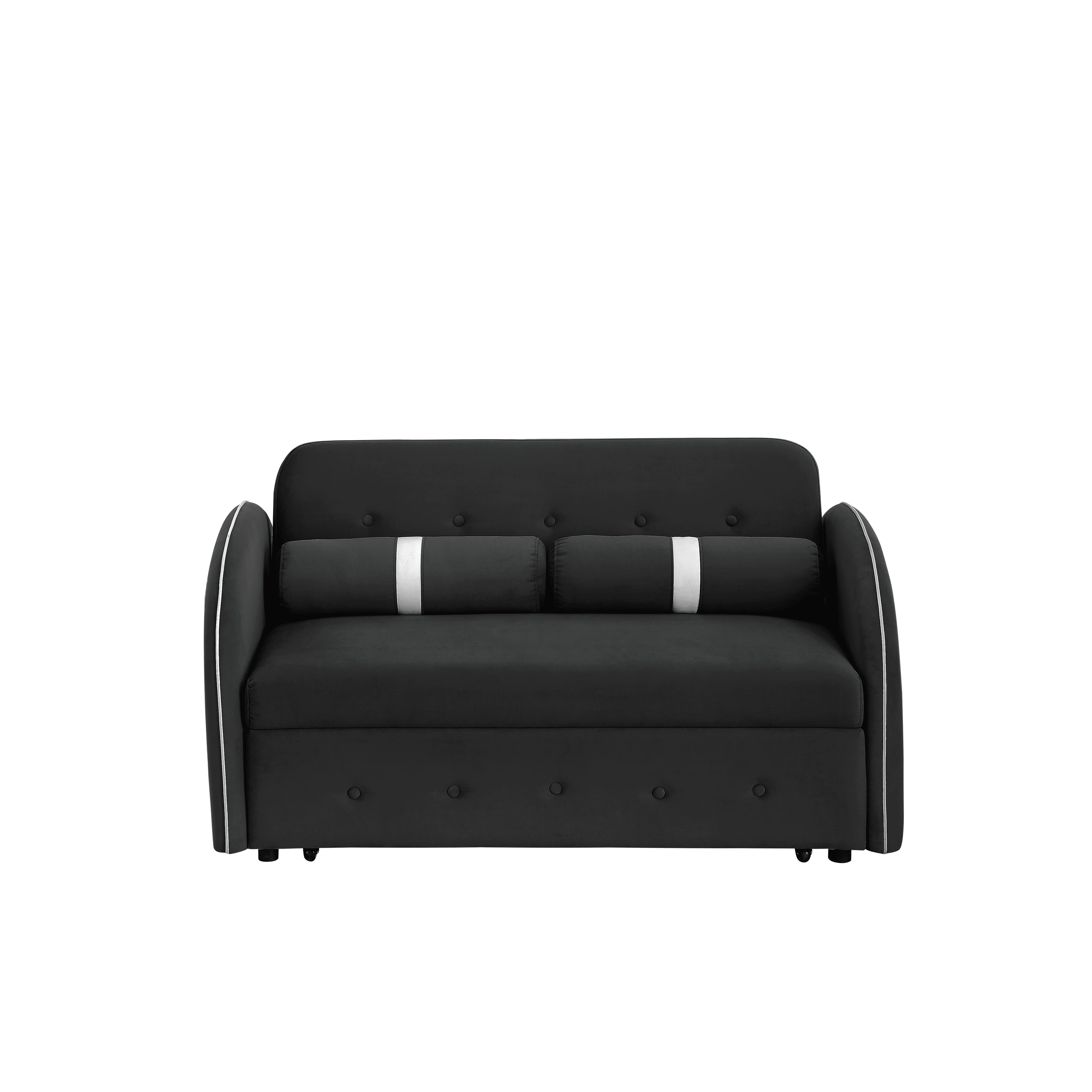 Modern Pull Out Sleeper Sofa Bed, Velvet Convertible Couch Loveseat with Adjsutable Backrest Side Pockets for Living Room Bedroom Apartment Office