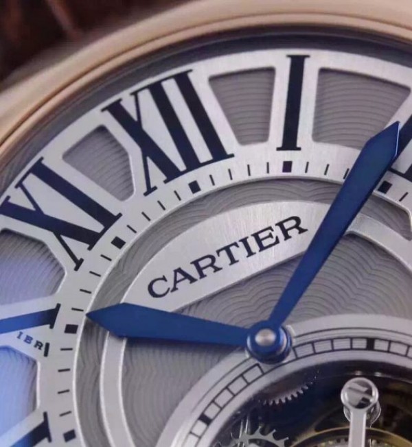 Replica Cartier Ballon de Cartier Tourbillon RG Gray Dial Leather Strap Flying Tour - Top club