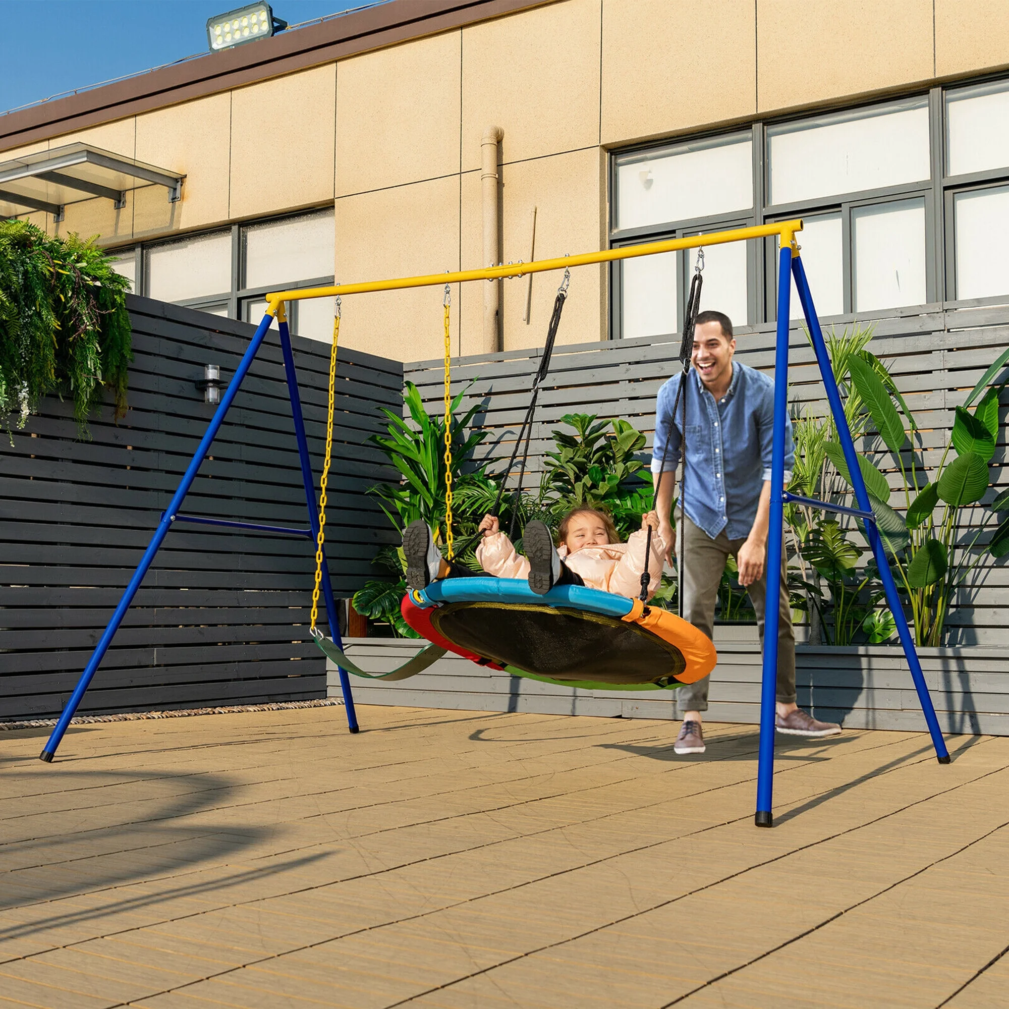 Gymax 660 LBS Heavy-Duty Metal Swing Frame Extra Large Swing Stand for Kids and Adults - Image 2
