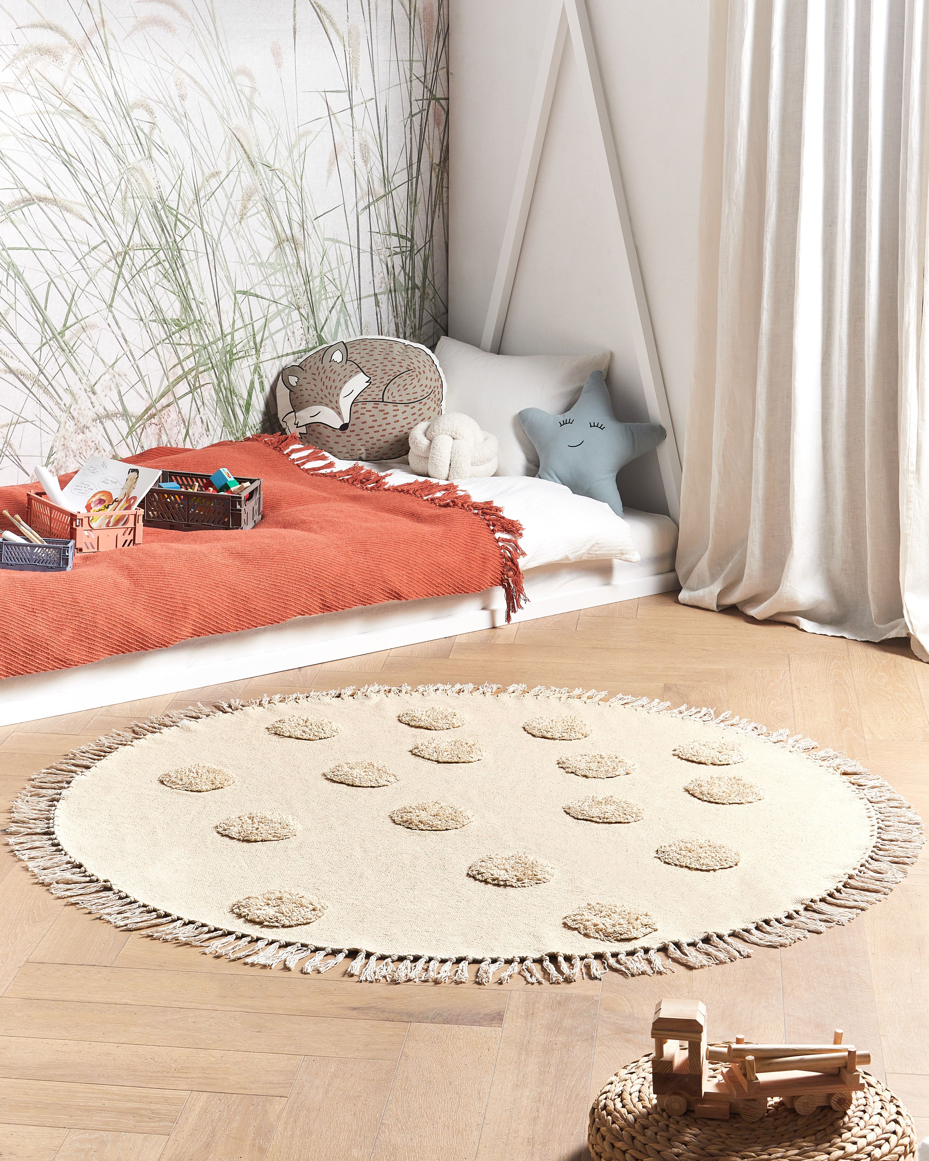 Kids Rug WAHAR Beige ø 140 cm Cotton