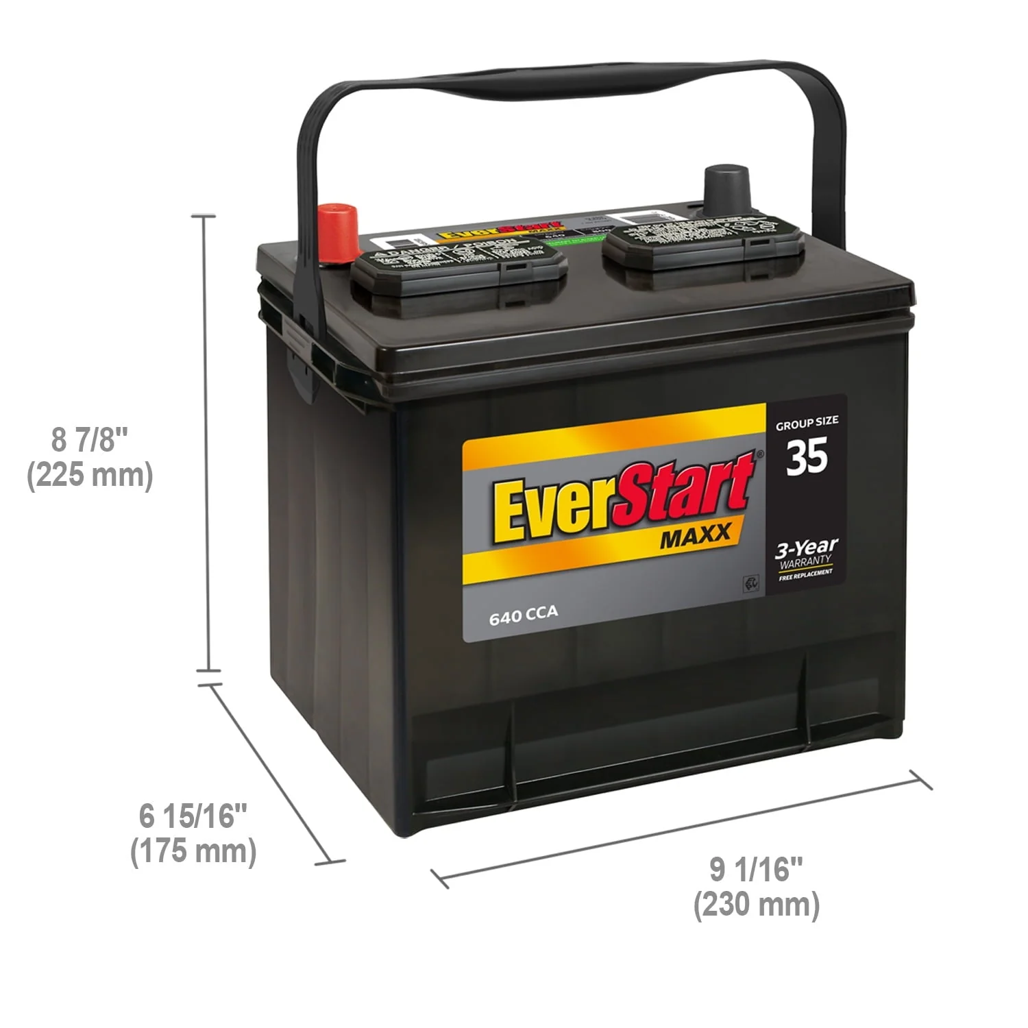 EverStart Maxx Lead Acid Automotive Battery, Group Size 35 12 Volt, 640 CCA - Image 2