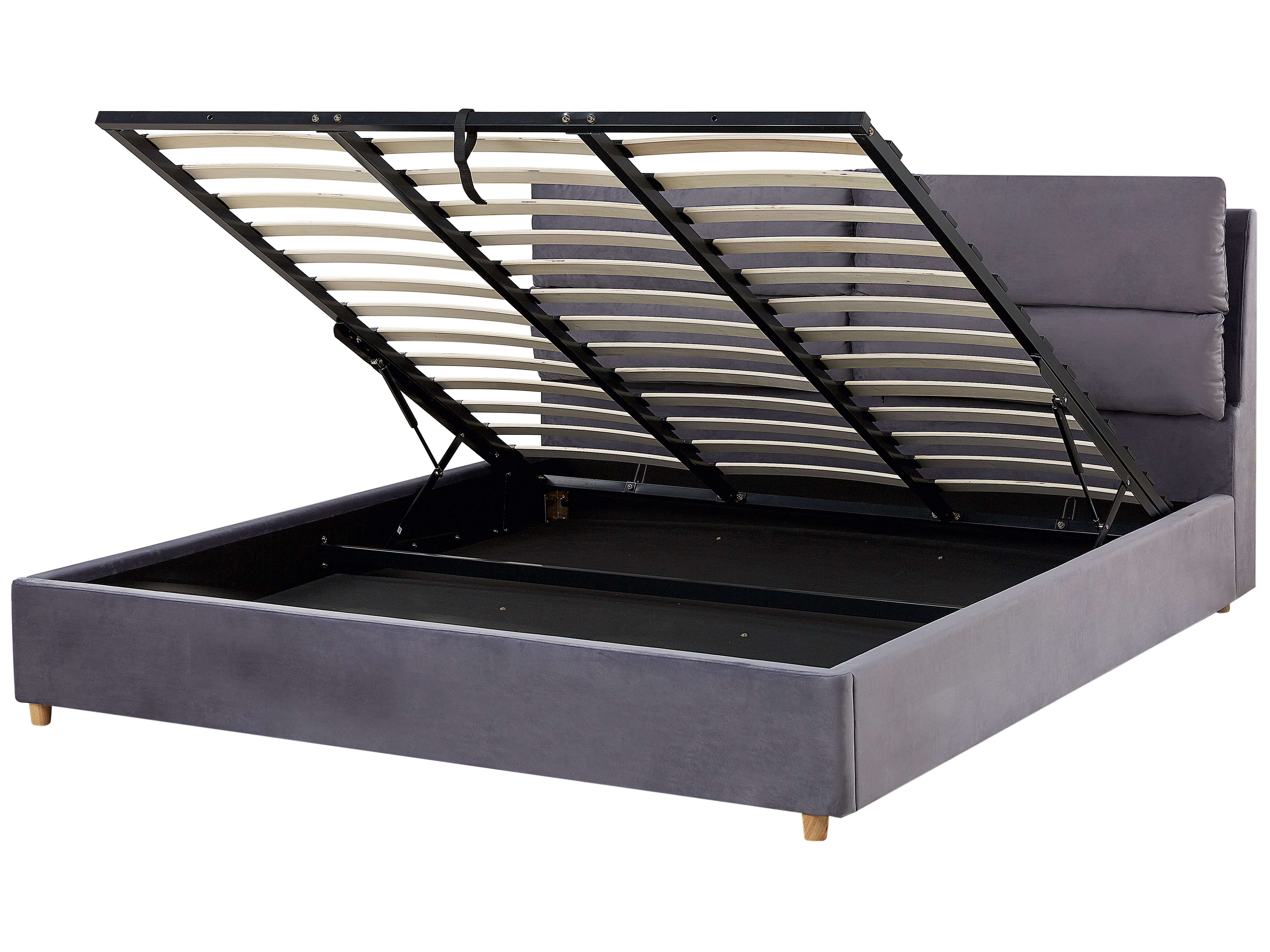 Ottoman Bed Velvet BATILLY 180 x 200 cm (EU Super King) Grey