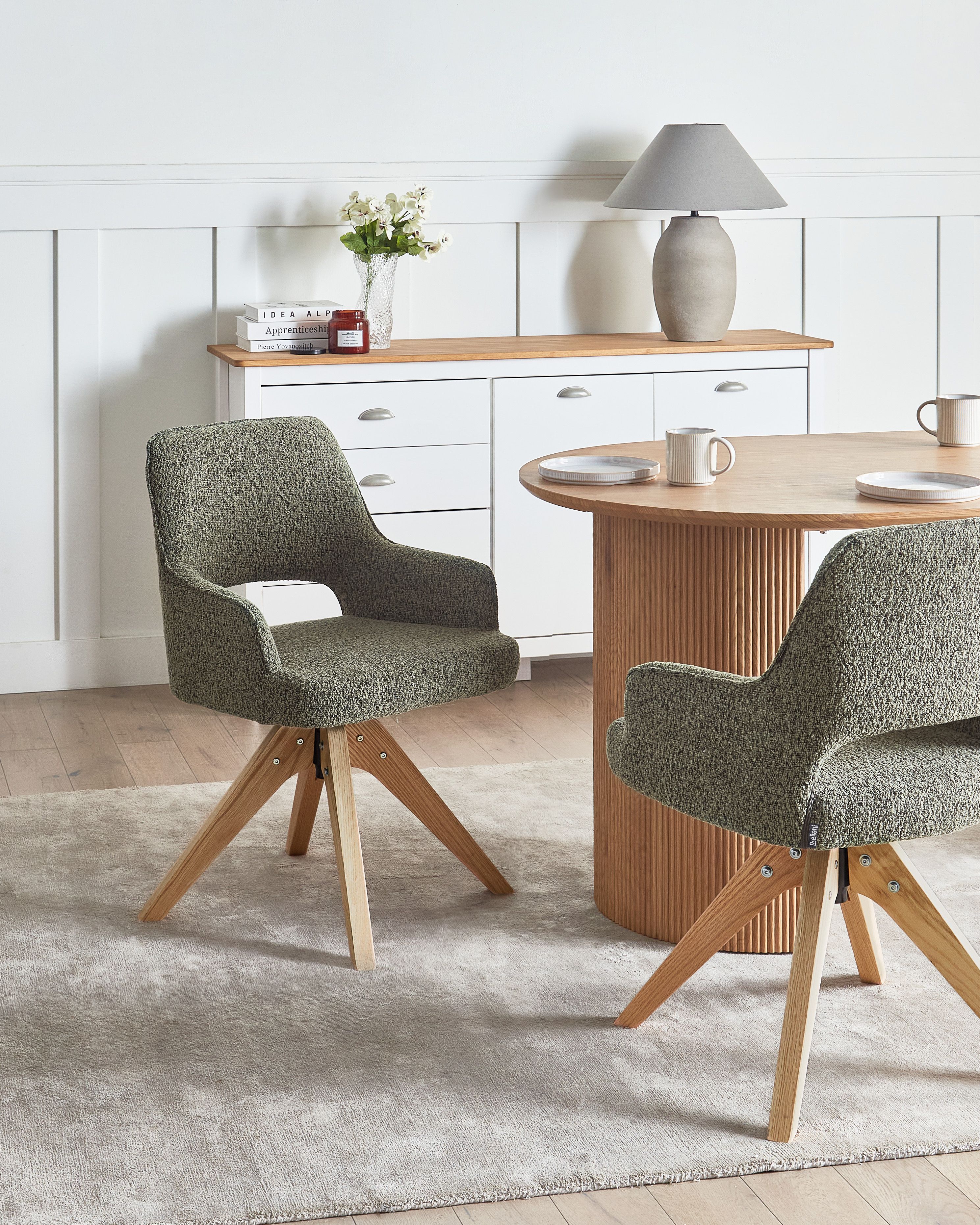 Dining Chair Swivel MORAVIA Boucle Green