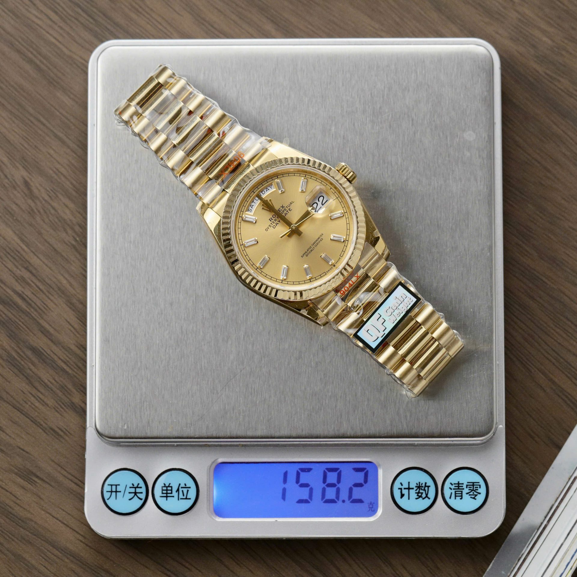 Rolex Day-Date 128238 Replica Watch Yellow Dial Weight 158gram QF Factory 36mm - Elite Watch Atelier