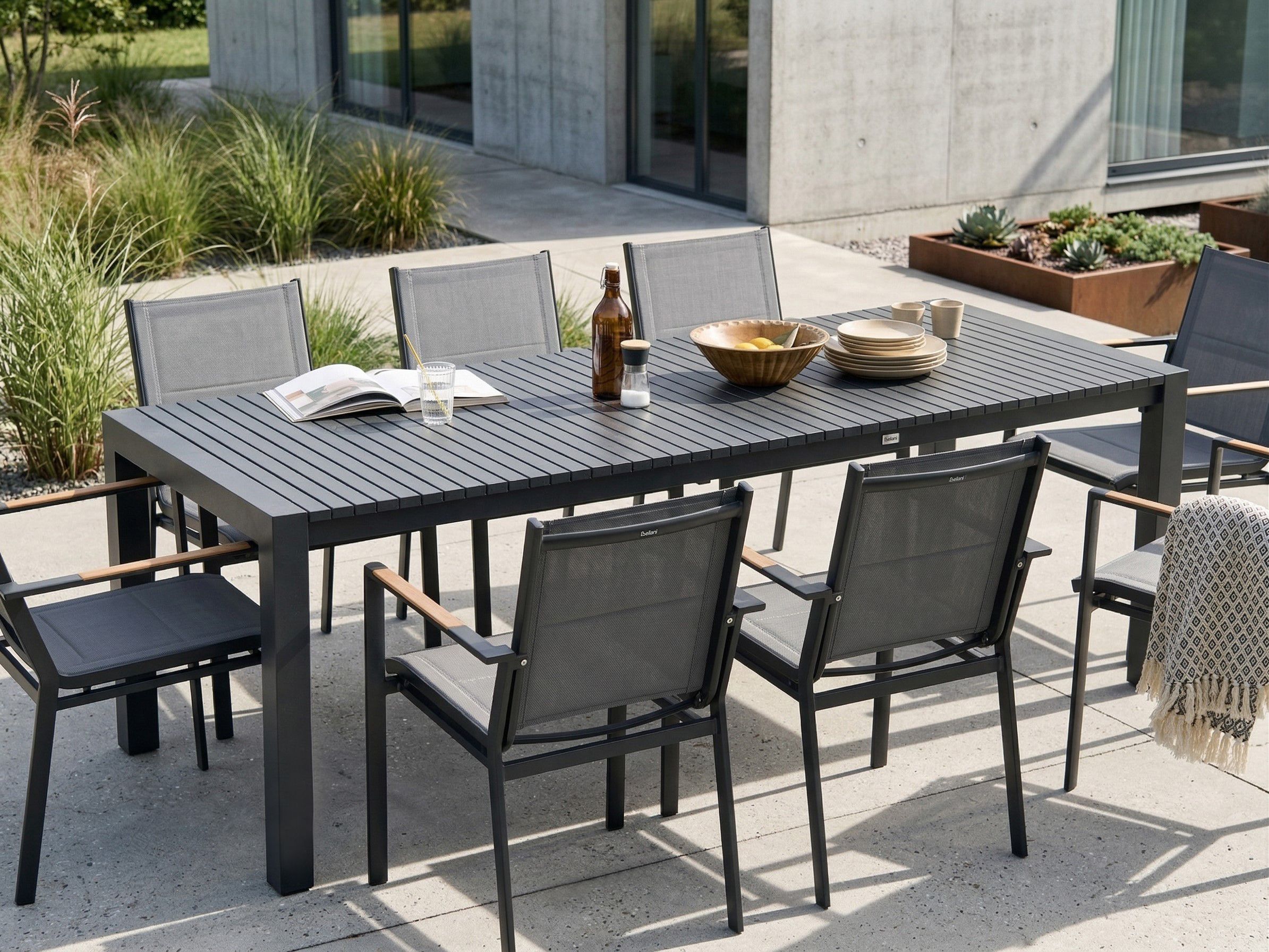 Extending Garden Dining Table ARDESIO 160/220 cm 90 cm Metal Dark Grey