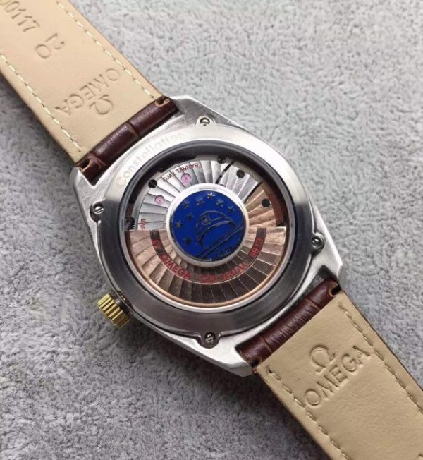 Replica Omega Globemaster Master Chronometer Blue Dial Brown Leather Strap A8913 - Top club