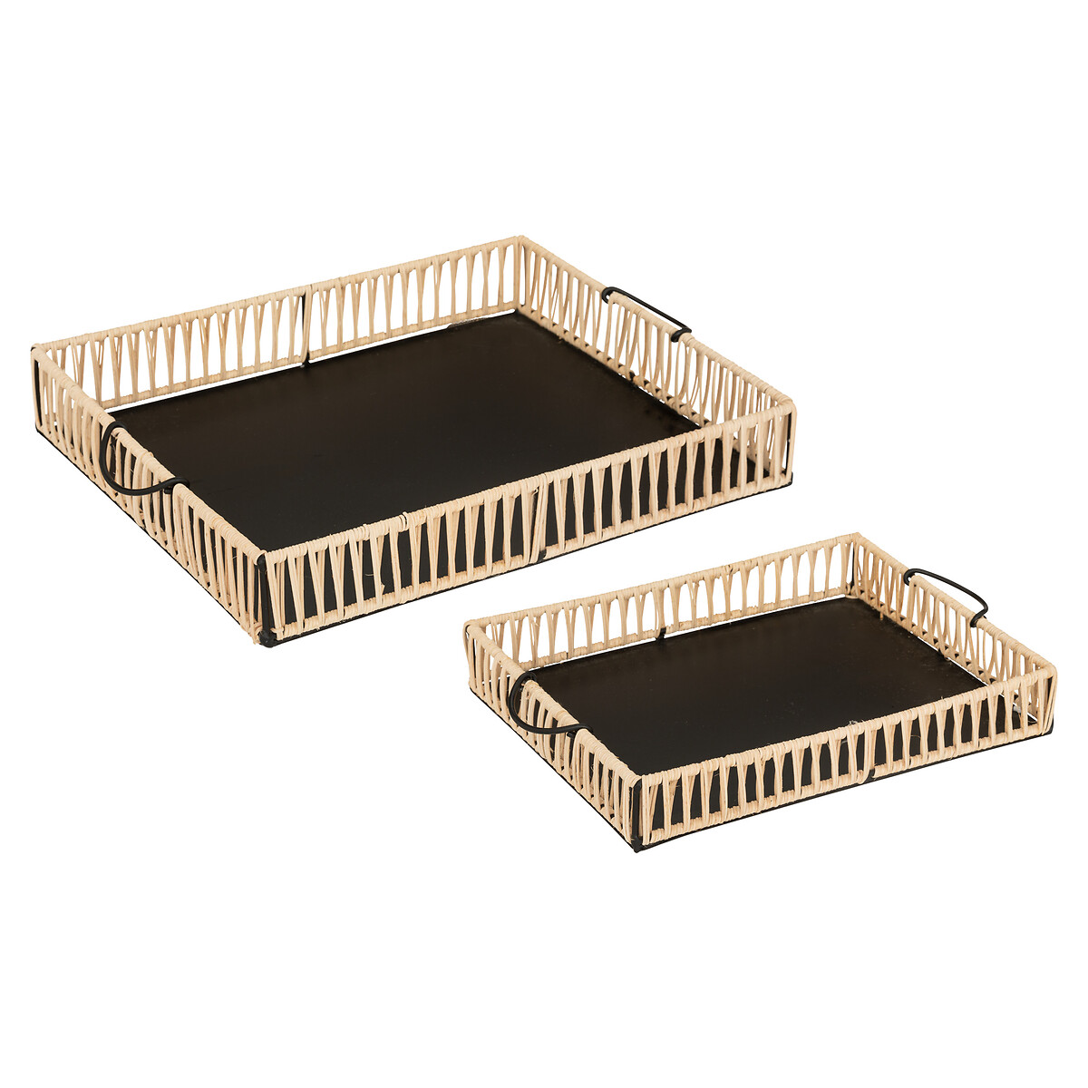 Set of 2 trays "Cosy" Metal and rattan
