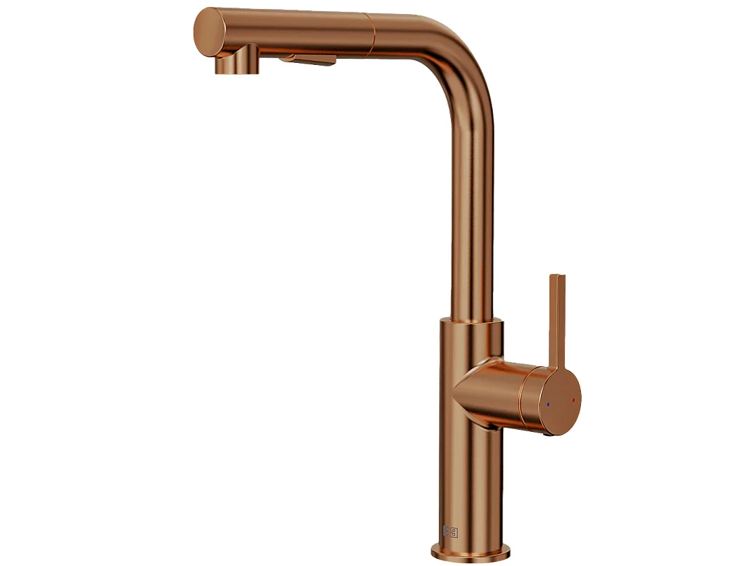 Pure II mitigeur évier à douchette extractible cuivre brossé - Essebagno