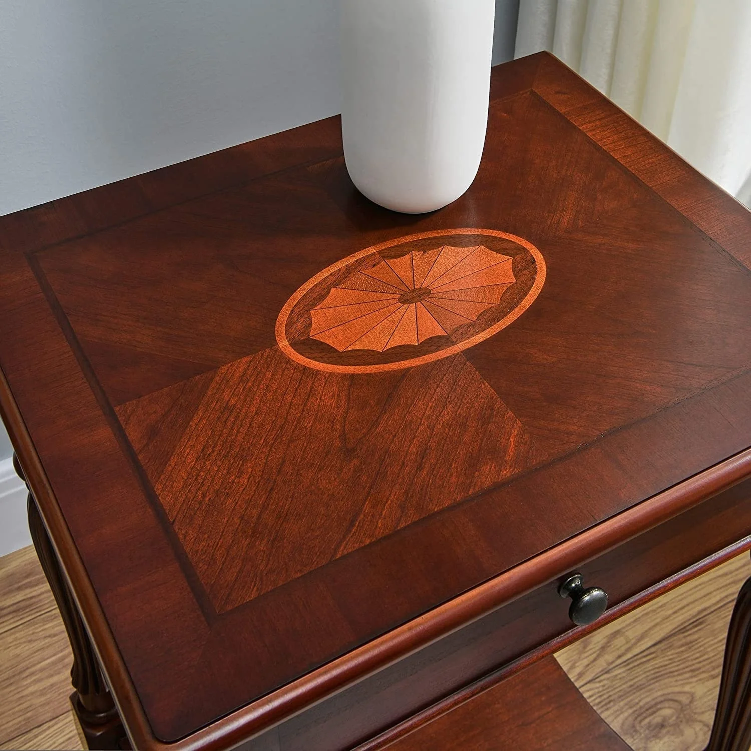 Solid Wood Coffee Table Console Table with Storage Drawer Square Side Table End Tables - Image 6