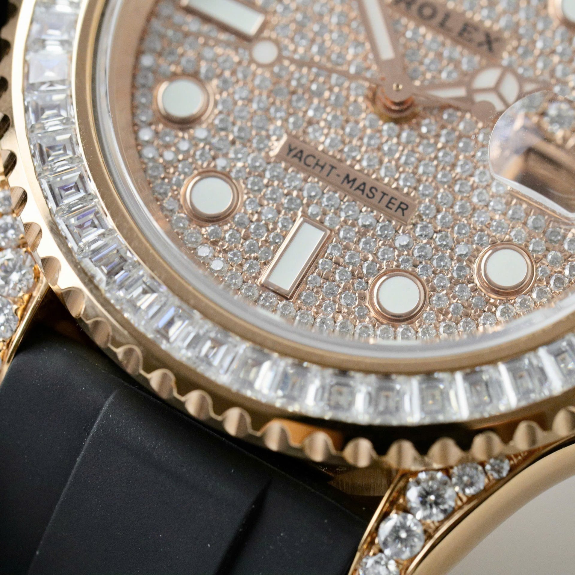 Rolex Yacht-Master Replica Watches Gold Wrapped + Moissanite Diamonds Hong Kong 40mm - Elite Watch Atelier