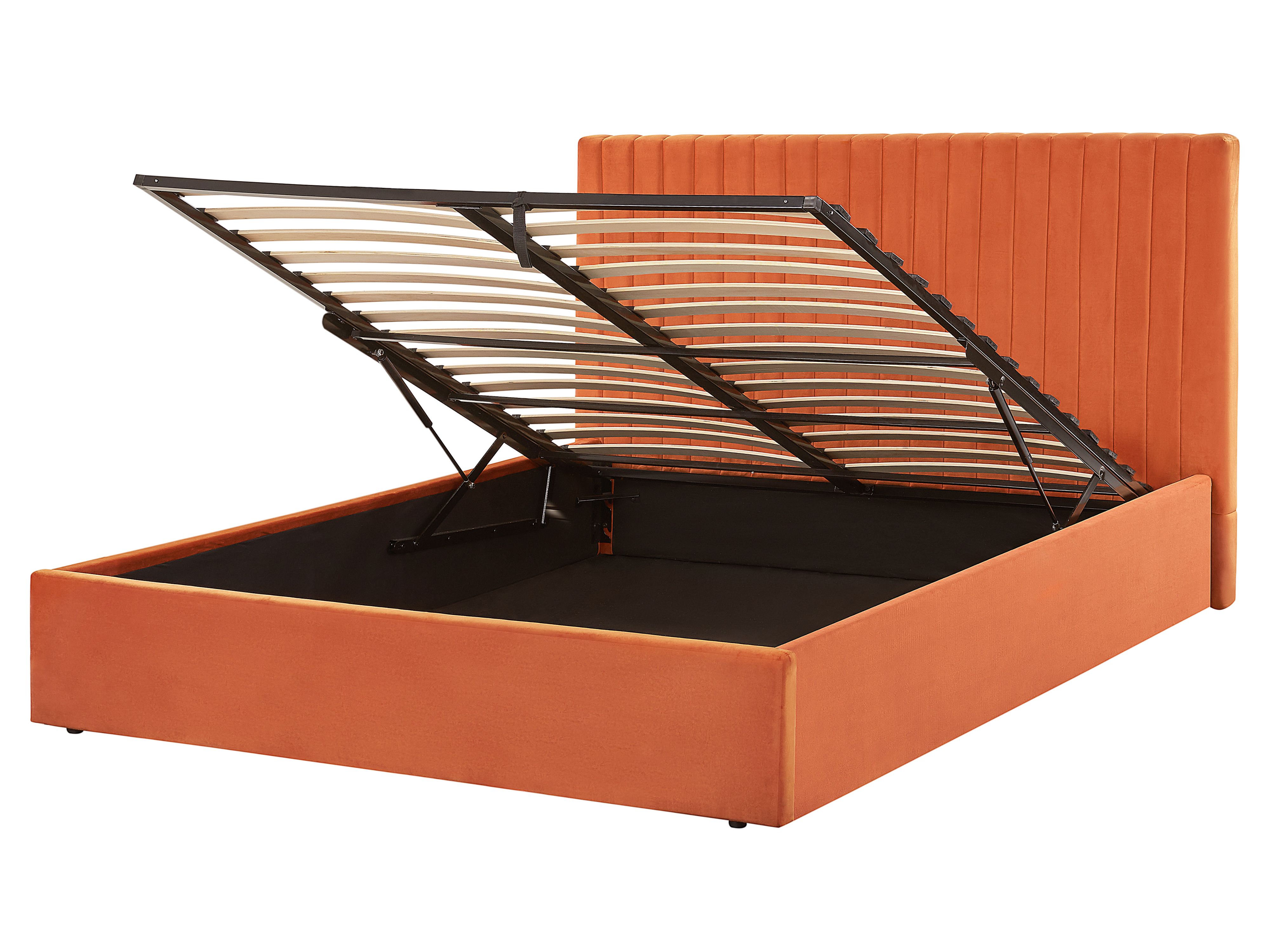 Ottoman Bed Velvet VION 160 x 200 cm (EU King Size) Orange