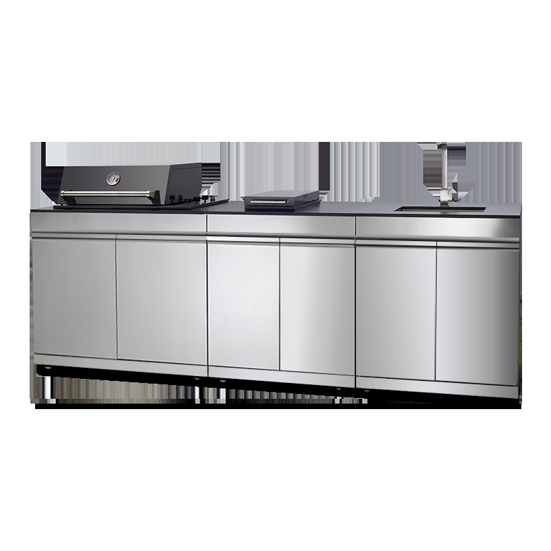 Integrated Gas Courtyard BBQ Grill Built-In Outdoor Kitchen Garden Bar Accessory Stainless Steel Cabinet Dustproof Windproof