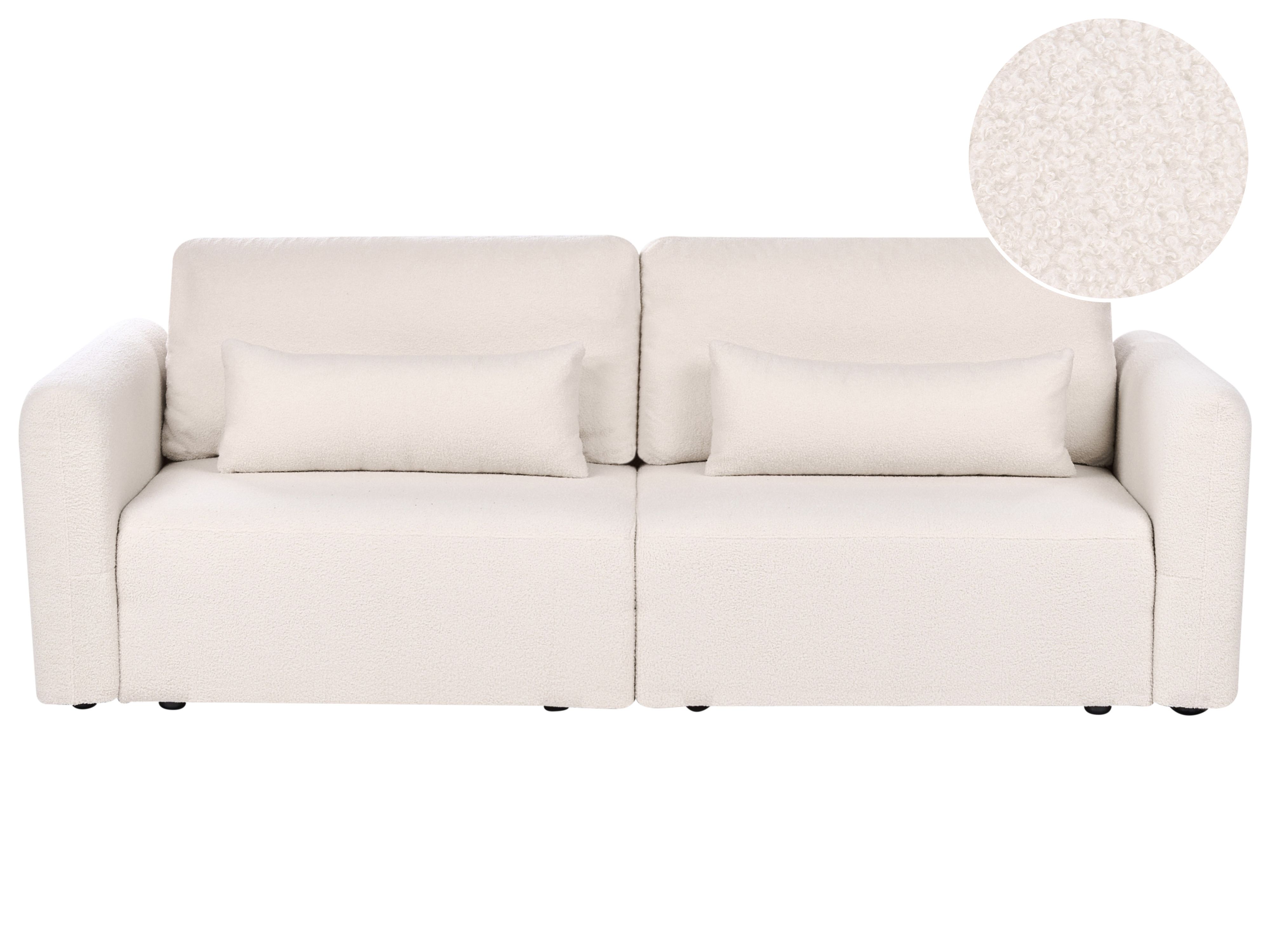 Sofa Bed 3 Seater VAXHOLM Boucle Light Beige with Storage
